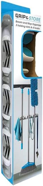 Evriholder Grip & Store Broom Holder 3 Position, Easy Way to Organize, Organized Laundry Room, Easily Store Tools and More, Strong Grip Technology, Blue