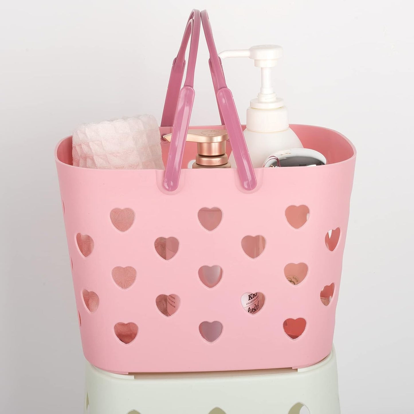 Anyoifax Portable Shower Caddy Tote Plastic Storage Basket with Handle Box Organizer Bin for Bathroom, College Dorm, Pantry, Kitchen, 2 Pack, Pink