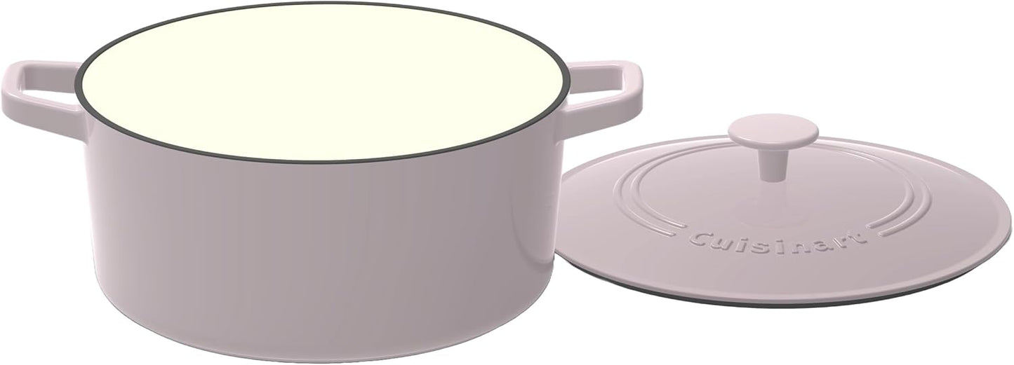 Cuisinart Chef's Classic Enameled Cast Iron Round Covered Casserole (Gray Lilac, 5- Quart)