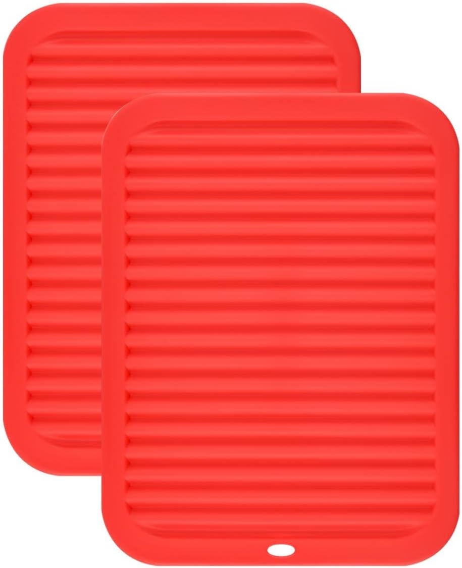 Smithcraft Silicone Trivets for Hot Dishes Pots and Pans, Silicone Hot Pads for Kitchen, Non-Slip Pot Holders Trivet Mat, Waterproof Heat Resistant Mat for Counter, Flexible Hot Pad Mat Red