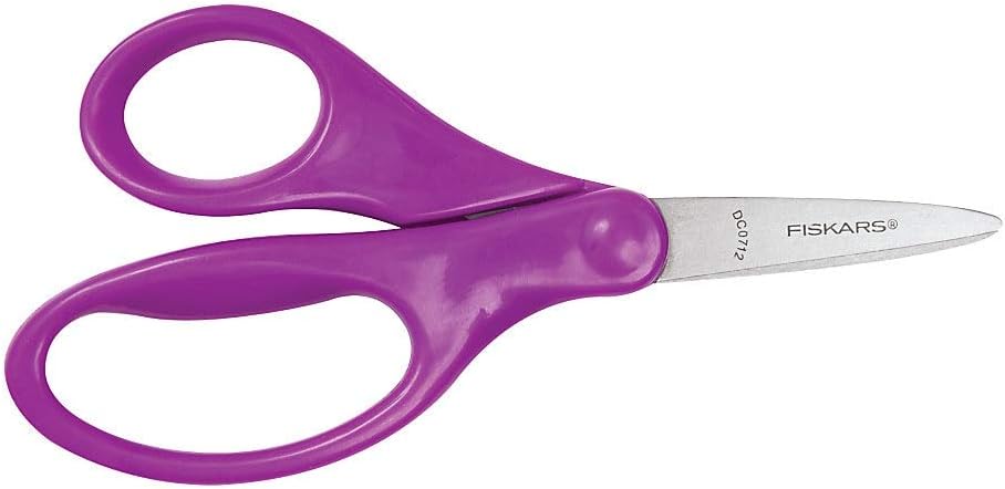 Fiskars 5" Pointed-Tip Scissors for Kids 4+ - Scissors for School or Crafting - Back to School Supplies - Color May Vary