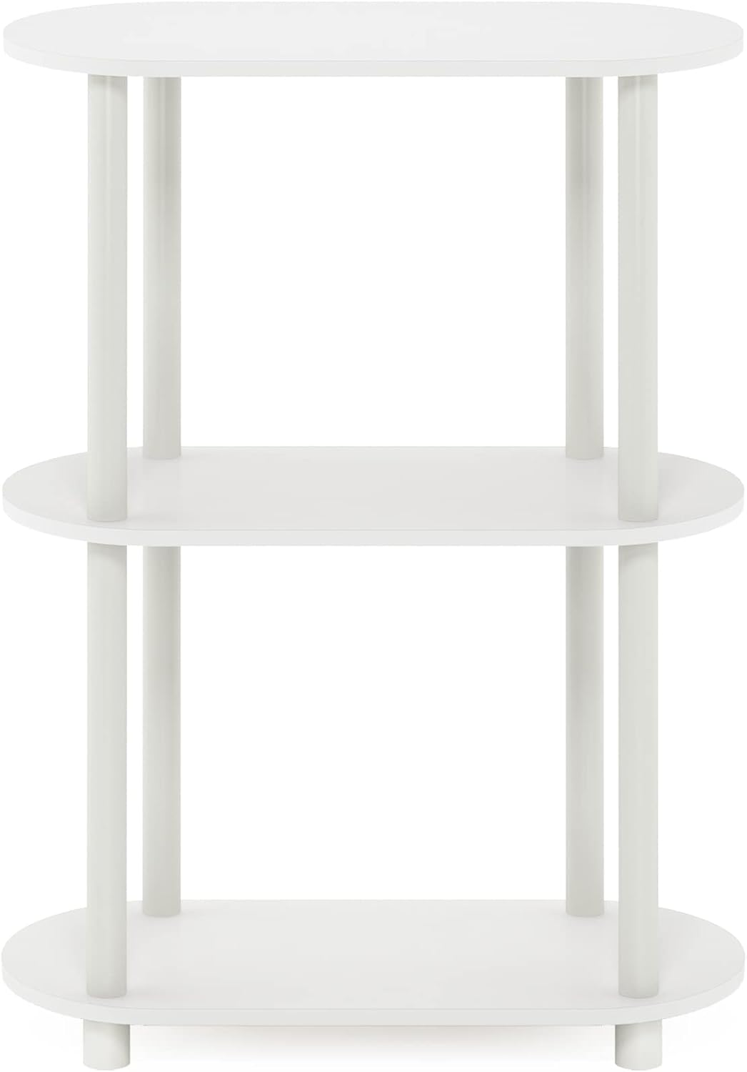 Furinno Turn-N-Tube No Tools 3-Tier Modern Oval Side Display Rack, White/Virgin White
