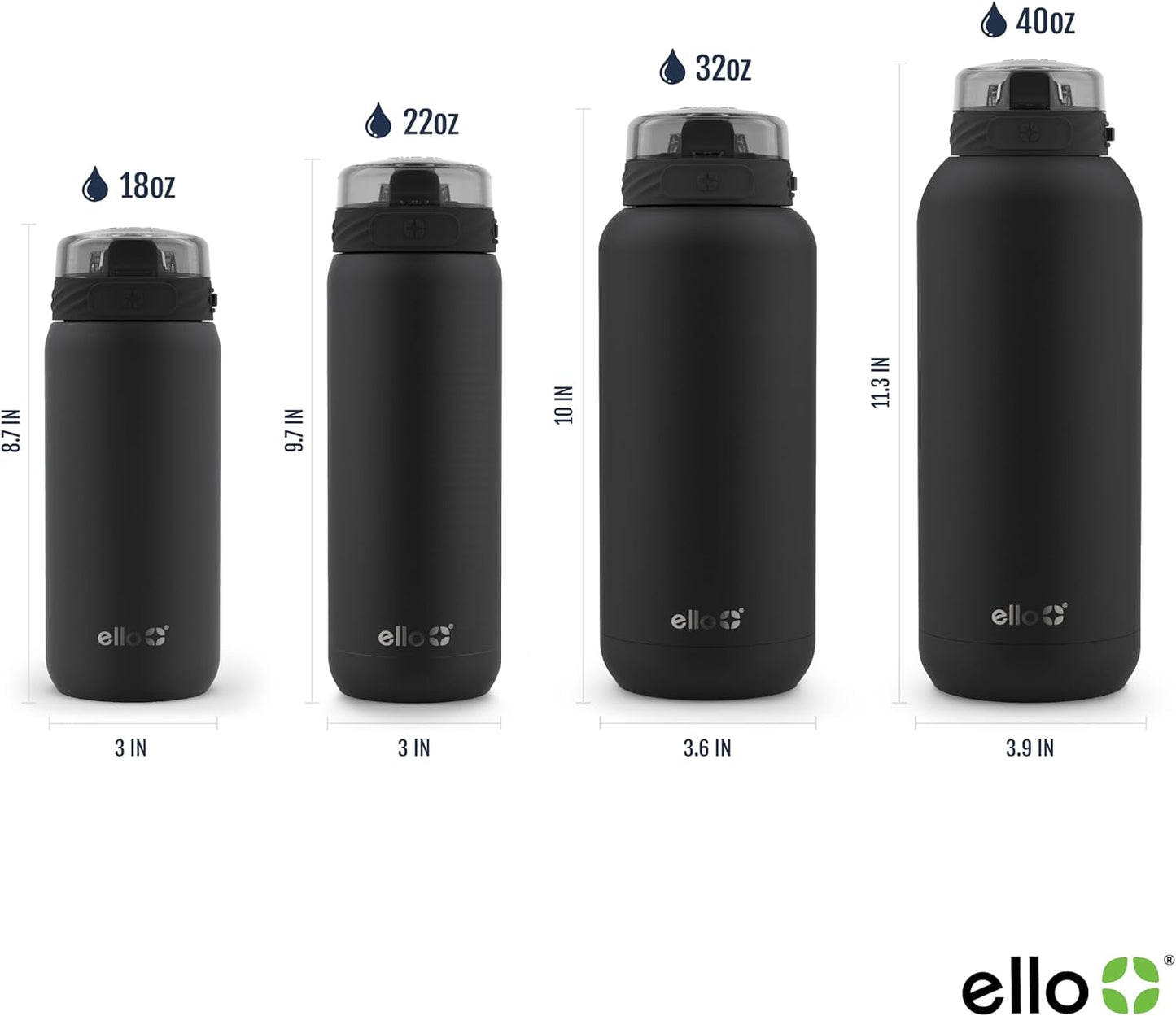 Ello Cooper 32oz Stainless Steel Water Bottle Vacuum Insulated with Straw and Carry Handle, Leak Proof Locking Lid with Soft Silicone Spout, Dishwasher Safe, Winter Solstice