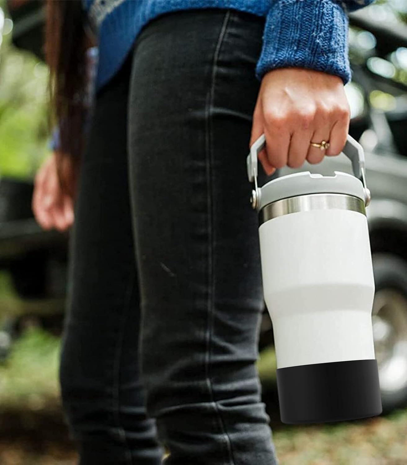 Upgrade 2PCS Protective Silicone Boot Bumper for Stanley Quencher Adventure 40oz 30oz IceFlow 20oz 30oz Tumbler, Water Bottle Bottom Sleeve Cover Accessories for Stanley Mug Cup(Light Grey)