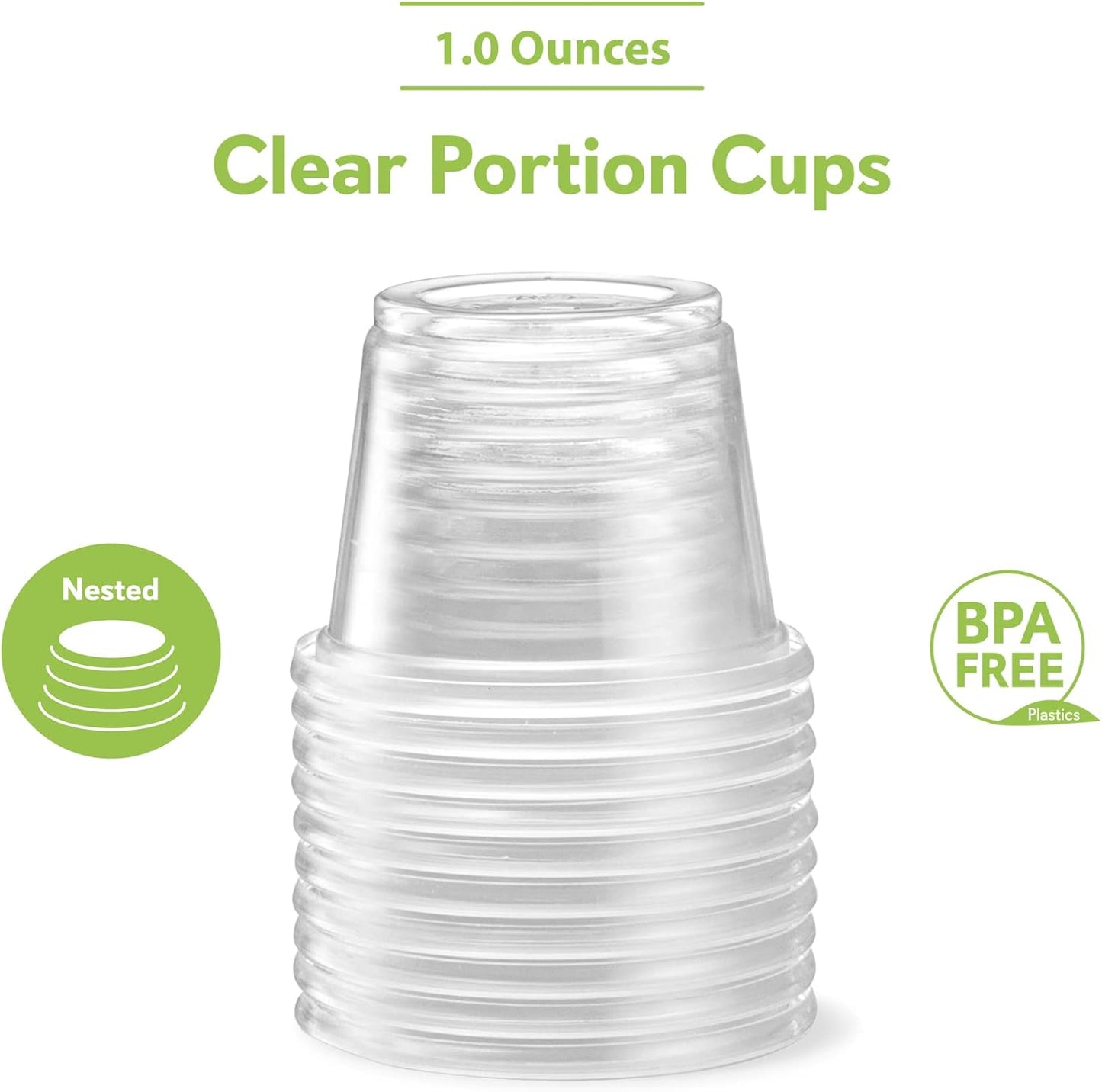 {1 oz,200 Cups} Clear Diposable Plastic Portion Cups No Lids, Small Mini Containers For Portion Controll, Jello Shots, Meal Prep, Sauce Cups, Slime, Crafts, Disposable Souffle Cups & Much more