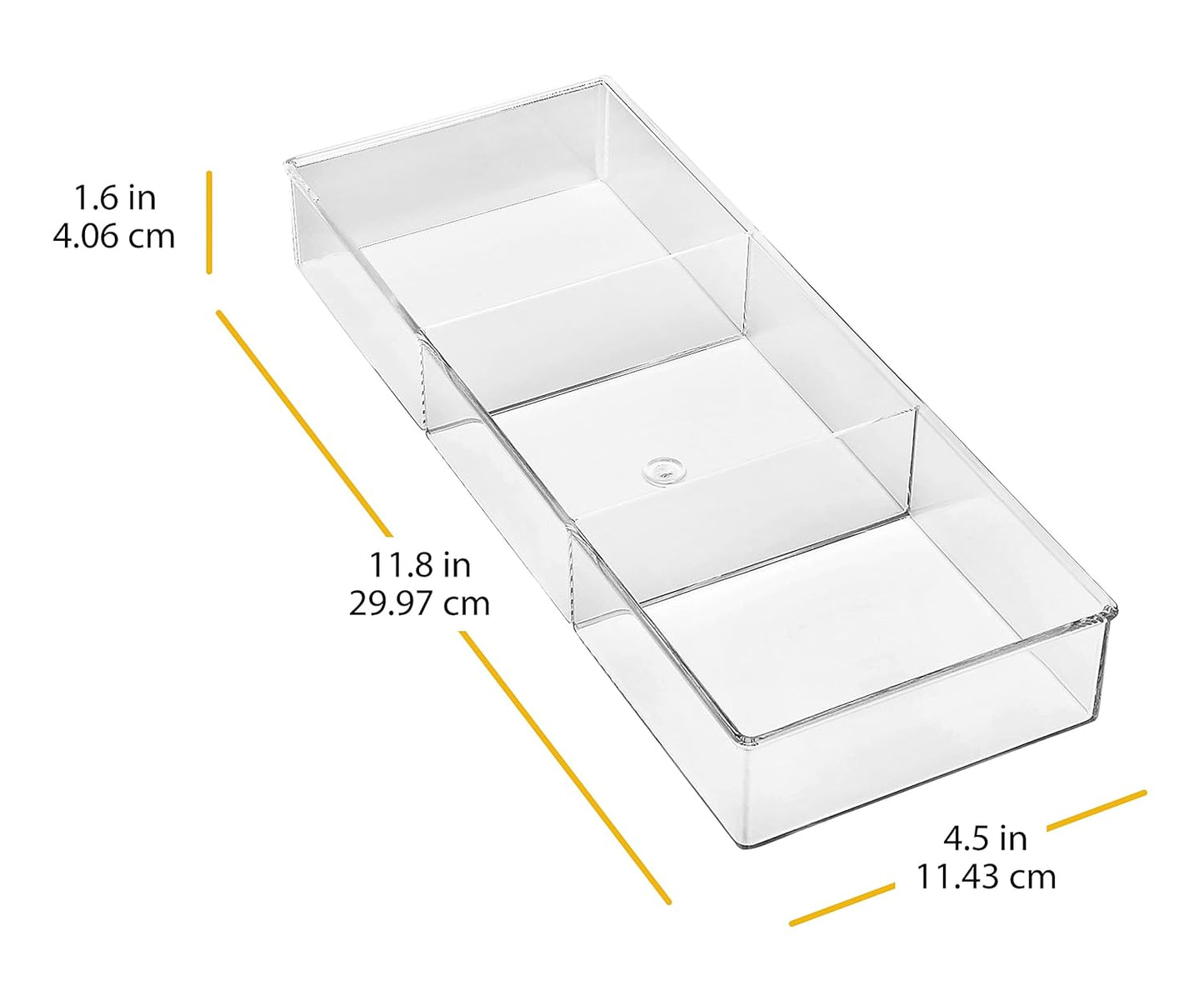 Whitmor 3 Section Small Easy Clean Clear Plastic Resin Drawer Organizer (Pack of 6)