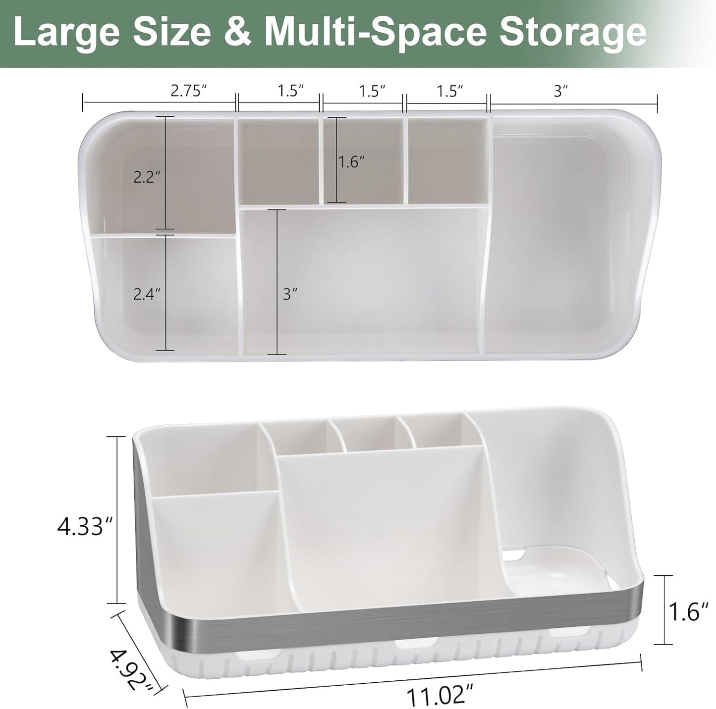 Toothbrush Holders for Bathrooms Countertop Organizer - Kids Electric Toothbrush and Toothpaste Holder Detachable 7 Slots Tooth Brush Organization Bathroom Accessories Storage Vanity, Silver