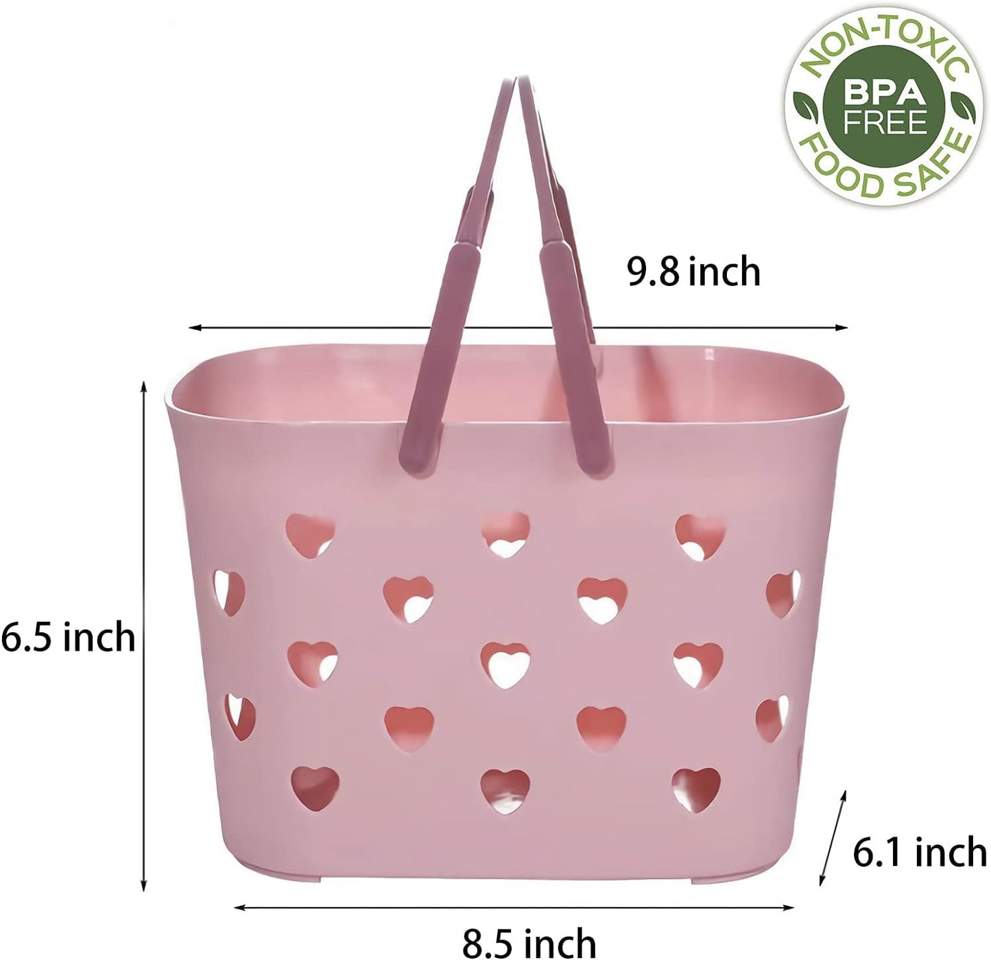 Anyoifax Portable Shower Caddy Tote Plastic Storage Basket with Handle Box Organizer Bin for Bathroom, Pantry, Kitchen, College Dorm, Garage - Pink