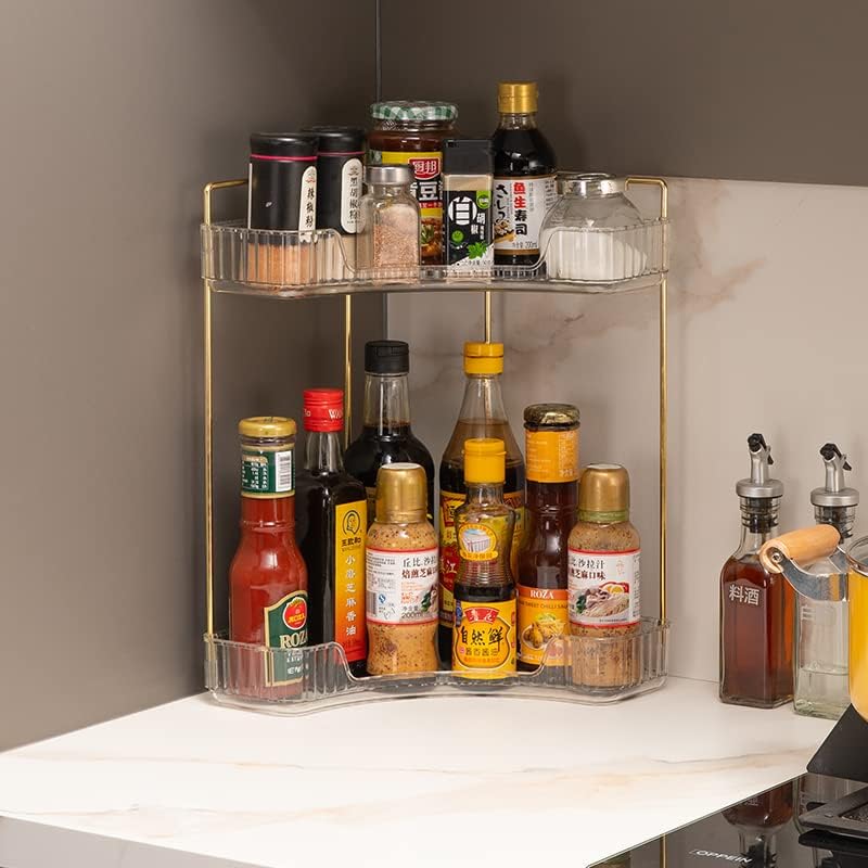 2-Tier Corner Bathroom Counter Organizer – Classic Storage Shelf for Makeup, Perfume & Toiletries, Space-Saving Countertop Tray Fits Bathroom, Dresser, Kitchen (Classic White)