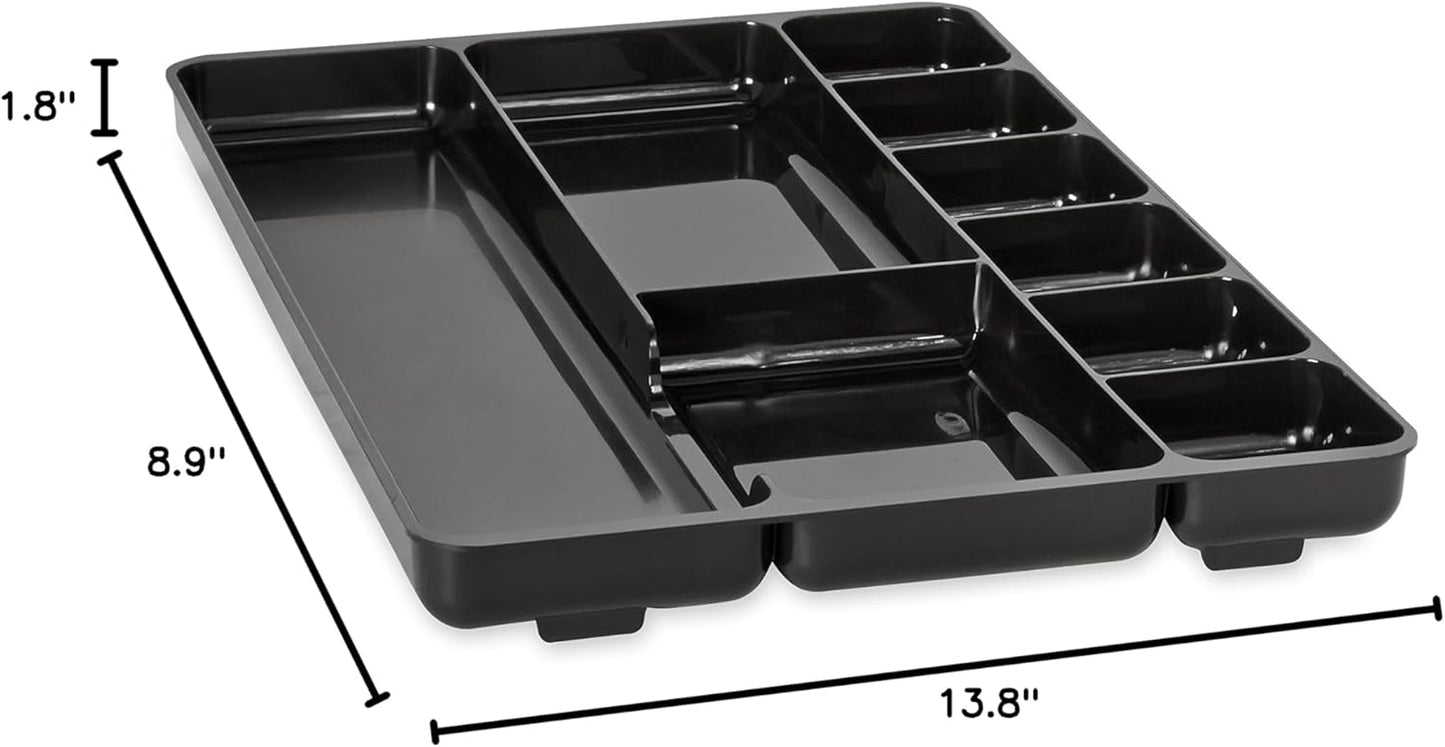 Rubbermaid Regeneration 9-Section Drawer Organizer, Plastic, 14 x 9.125 x 1.125 Inches, Black (45706)