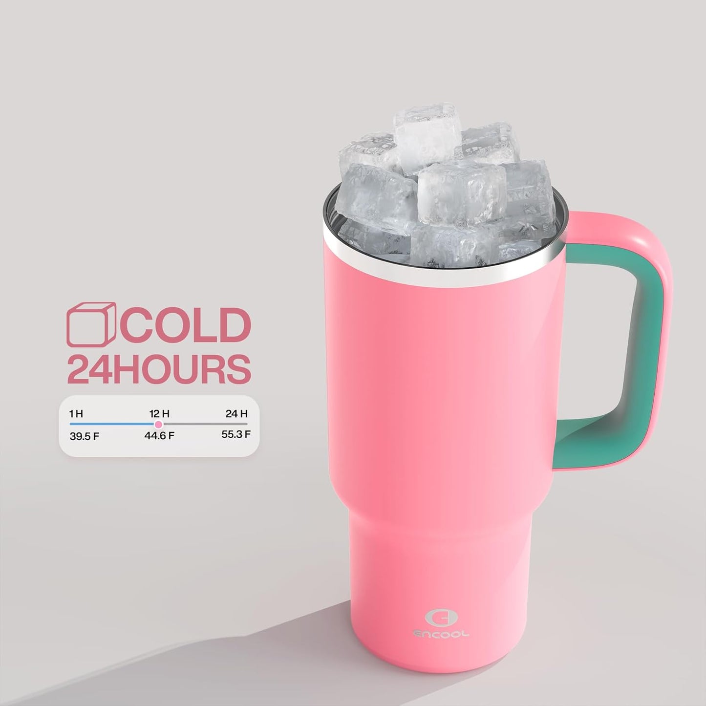 32 oz Tumbler with Handle and Straw: Stainless Steel Insulated Tumbler Keeps Cold for 24 Hours, Leakproof Travel Cup Fits in Cup Holder and BPA-Free,Tulip