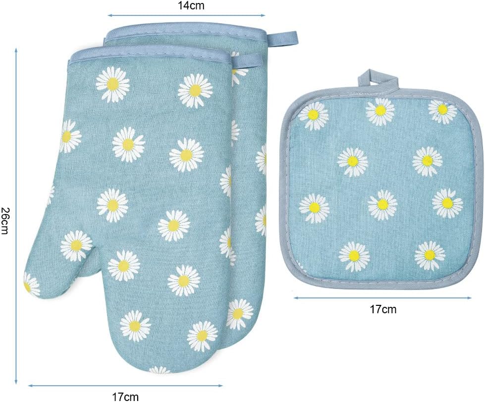 AUAUY Oven Mitts and Pot Holders, 392°F Heat Resistant Cooking Gloves and Hot Pads, Baking Mittens Grilling Gloves BBQ Gloves. Non-Slip Kitchen Mittens Home Essentials for Oven Cooking Baking Grilling