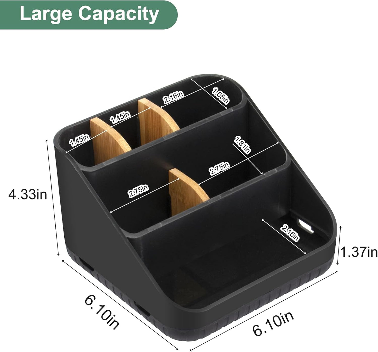 Chintu Toothbrush Holders Bathroom Countertop Organizer-Electric Tooth Brushing Holder 6 Slots Toothbrush Caddy for Counter Organization Kids Family Toothpaste Holder for Vanity Storage Black