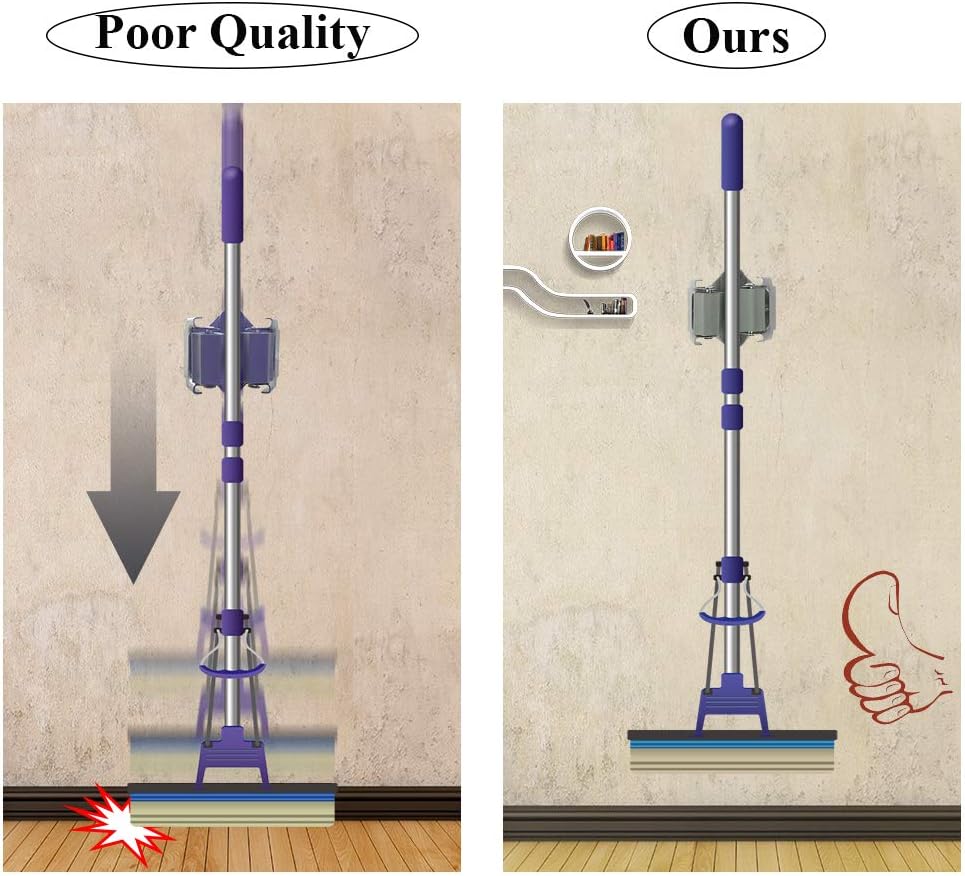 3-H 10 Pack Mop and Broom Holder Big Size Hanging 1 KG Extra, Broom Holder Wall Mount for Hanging and Organizing Shove Rake Yard Tools in Garage Garden Shed Laundry Kitchen up to 1.45 Inch (Black)