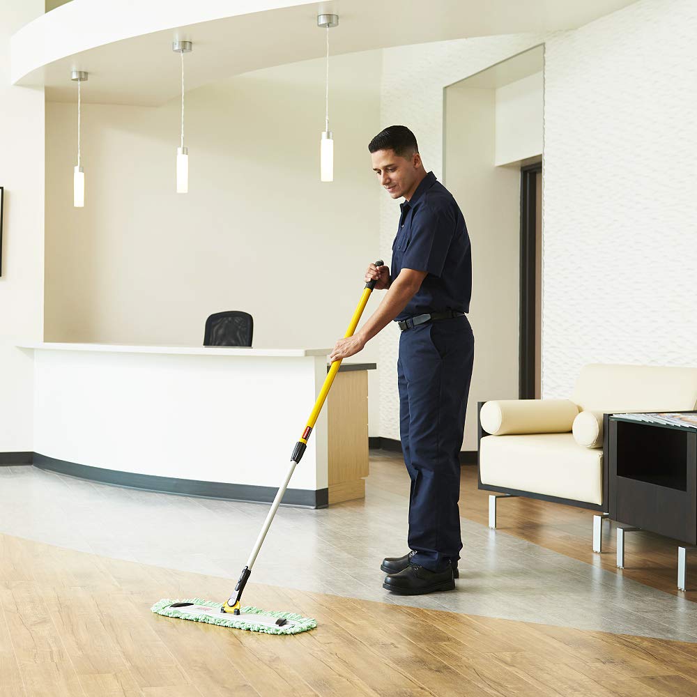 Rubbermaid Commercial Products HYGEN Quick-Connect Adjustable Extension Handle/Pole, Lightweight Cleaning Tool for Floors/Walls/Ceilings/Windows for Janitorial/Residential/Commercial/Business, Yellow