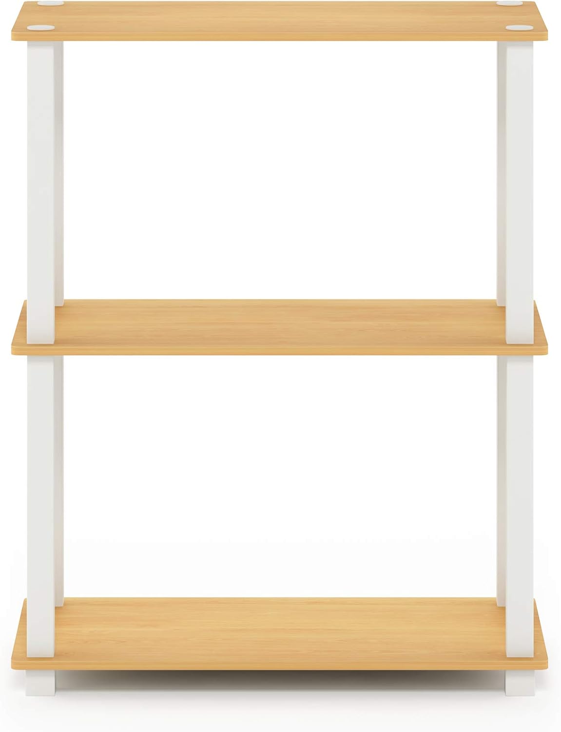 Furinno TURN-S-TUBE Storage Shelves, 3-Tier Book Shelf, Corner Shelf, Toolless Open Shelves, for Organization and Storage, Living Room, Garage, Home Office, Beech