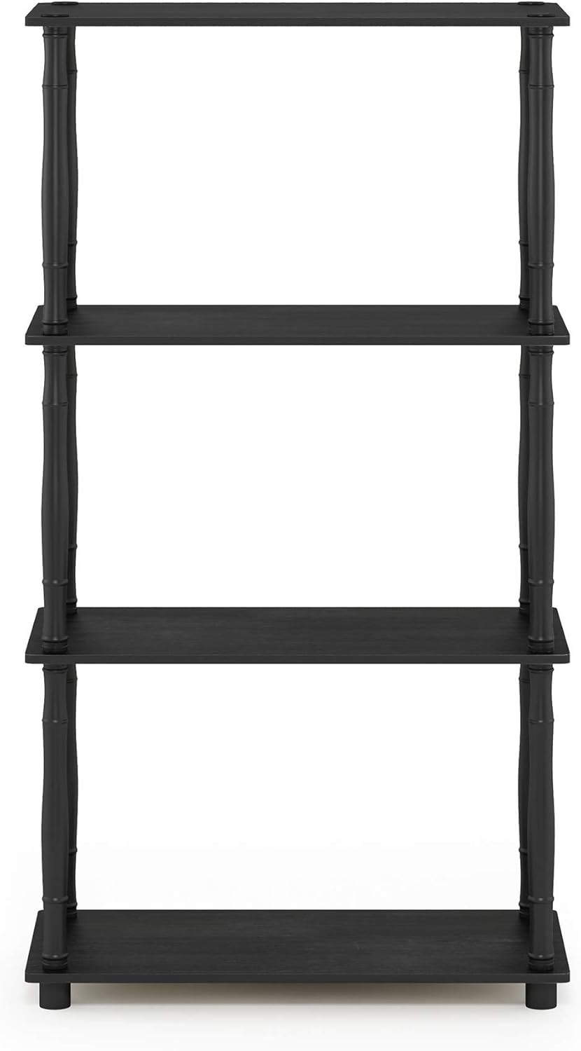 Furinno Turn-N-Tube 4-Tier Multipurpose Shelf Display Rack, Classic Tubes, Americano/Black