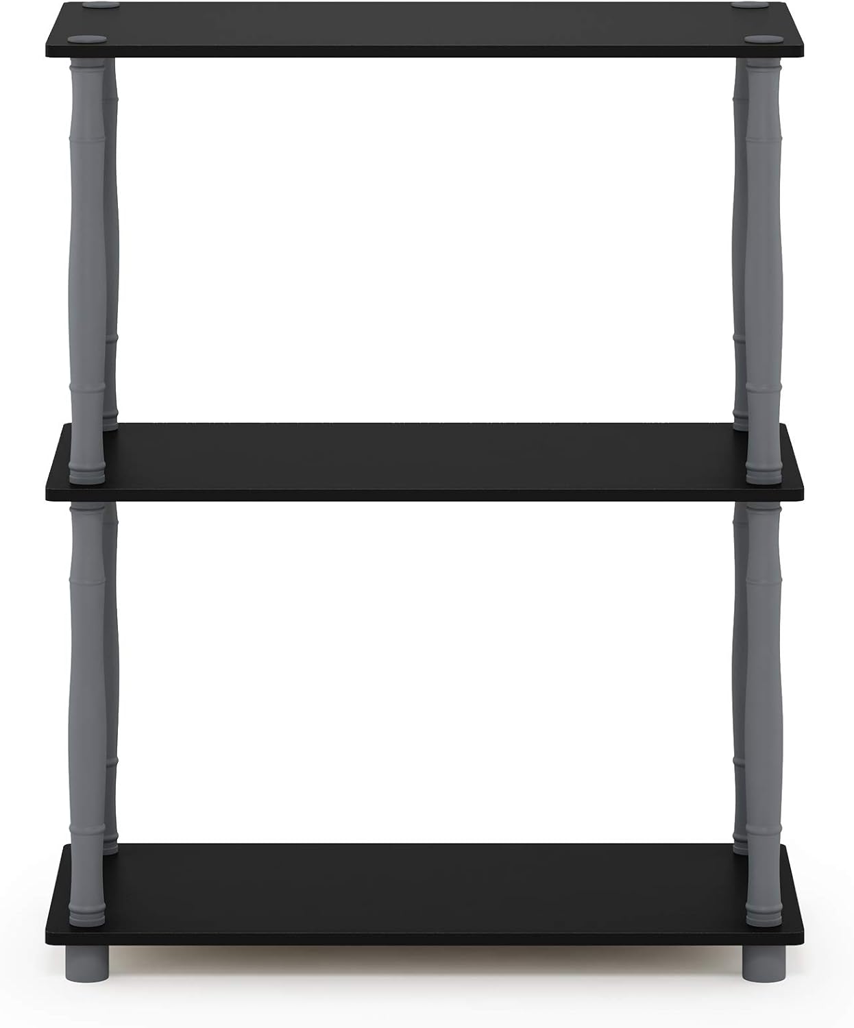 Furinno Turn-N-Tube 3-Tier Compact Multipurpose Shelf Display Rack with Classic Tube, Black/Grey
