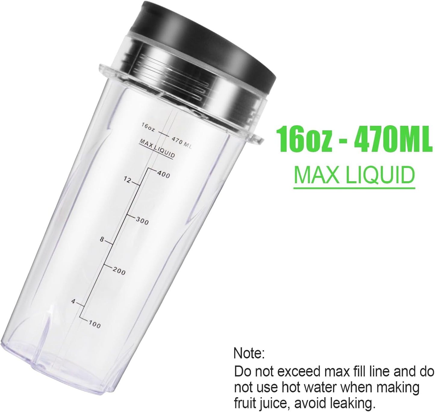 Upgrade 2 Pack 16oz QB3001SS Replacement Cups Compatible with Ninja Fit Compact Personal Blender, Replacement for Ninja Blender Cups with Scale and Sealing Capโฆ