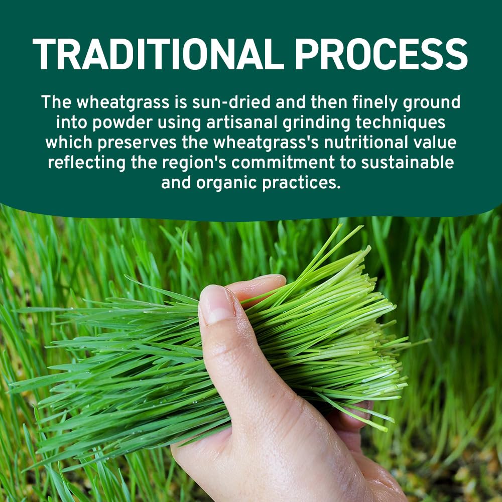 HANDPICK USDA Organic Wheatgrass Powder (10oz) Rich Green Powder - Lab Tested | 100% Whole Leaf | Gluten Free, Non-GMO | No Sugar, No Artificial Ingredients | Resealable Ziplock Pouch