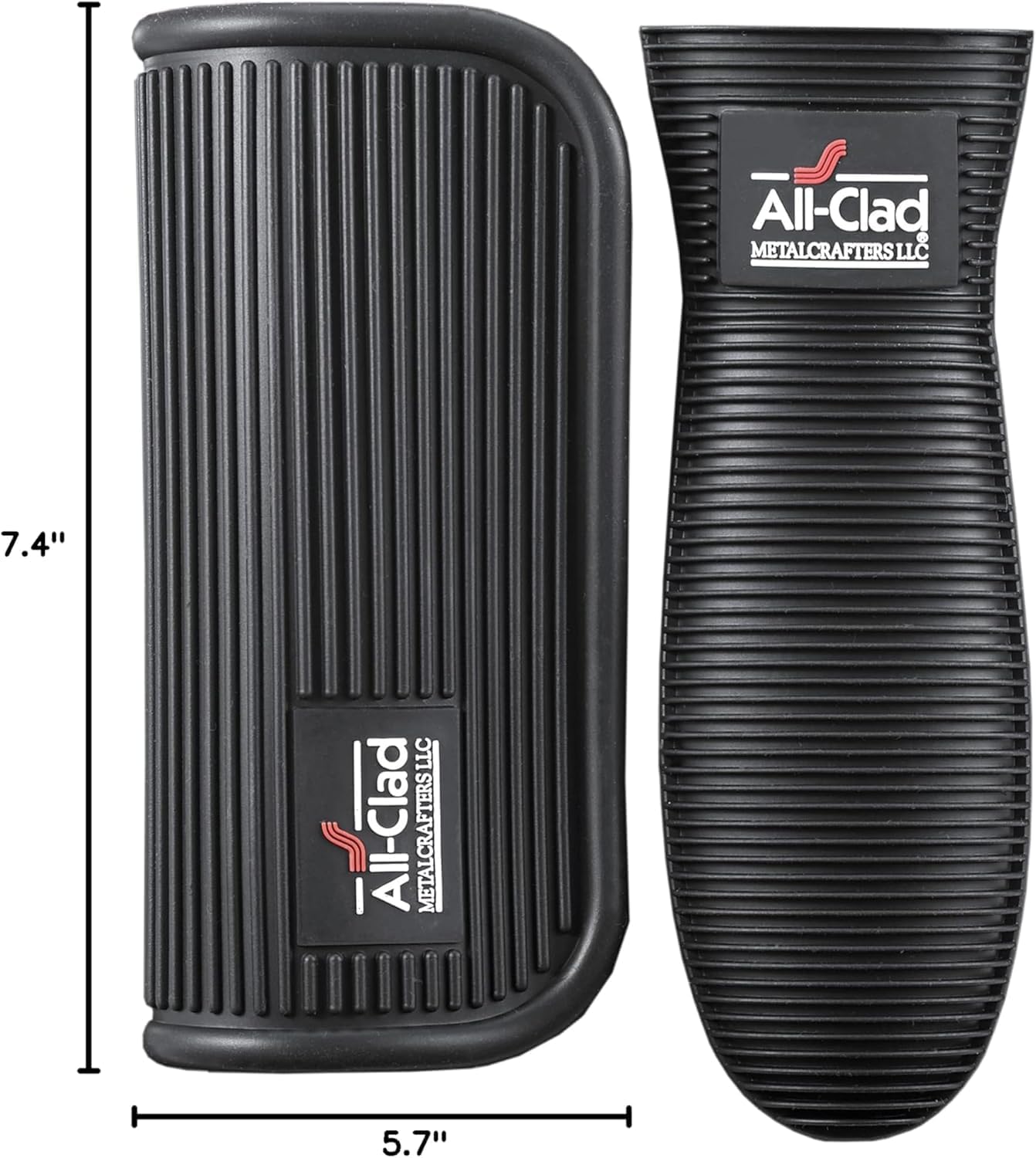 All-Clad Silicone Grip Set: 100% Silicone Flexible & Heat Resistant Ribbed Grip Set - Perfect for Cast Iron, Steel, or Glass, (2-Piece), Black/Grey