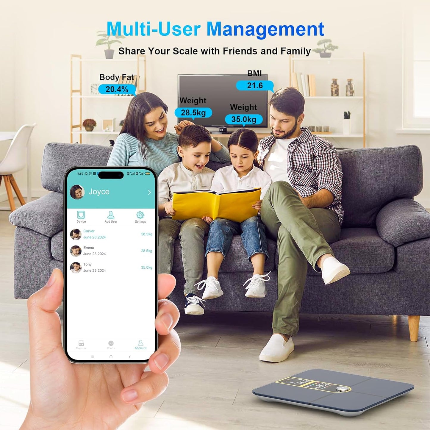 Healthkeep Body Fat Scale with Dual VA Displays and ITO Technology, 16 Body Datas with Heart Rate, Smart Weight Scale Compatible with iOS & Android, Max 400lb/180kg, Golden