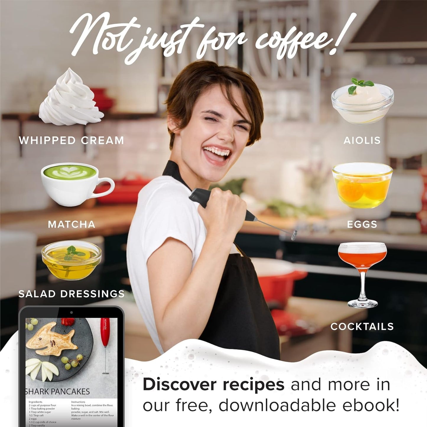 PowerLix Powerful Handheld Milk Frother With Stand Battery Operated Foam Maker Frother Wand For Coffee (A Black) (Black 2)