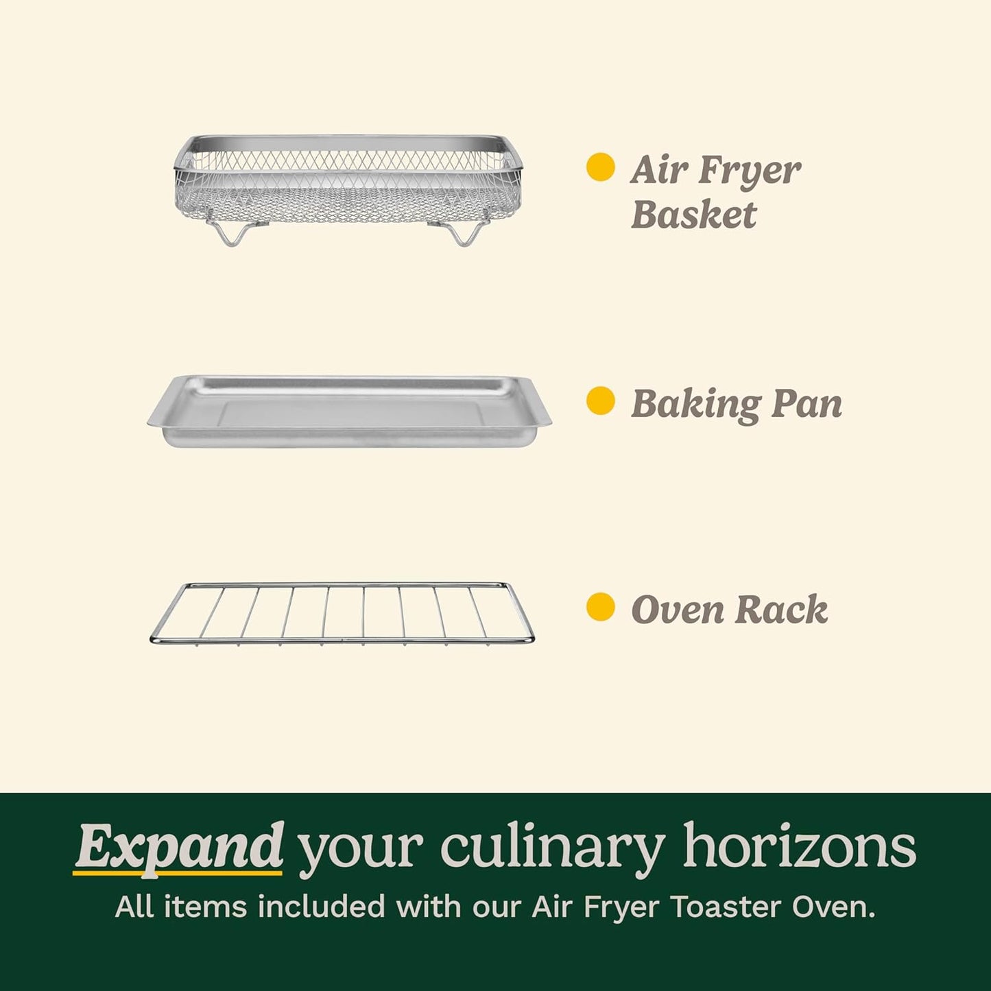 Cuisinart Compact Air Fryer Toaster Oven, Stainless Steel Fryer with 6-in-1 Functions, Adjustable Temperature, Includes Oven Rack, Baking Pan and Air Fry Basket, TOA-26