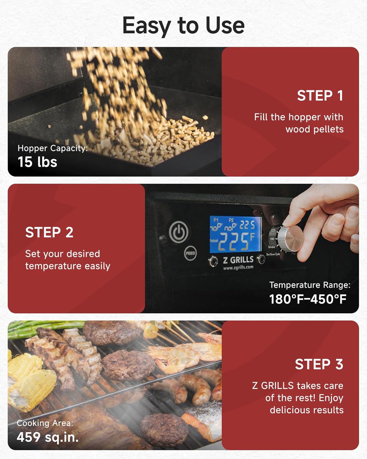 Z GRILLS ZPG-450A2 Wood Pellet Grill & Smoker, PID V2.1 Controller, 459 Sq in Cook Area, Foldable Shelf, Meat Probe, Rain Cover, 8 in 1 BBQ Grill Outdoor Auto Temperature Control, Bronze