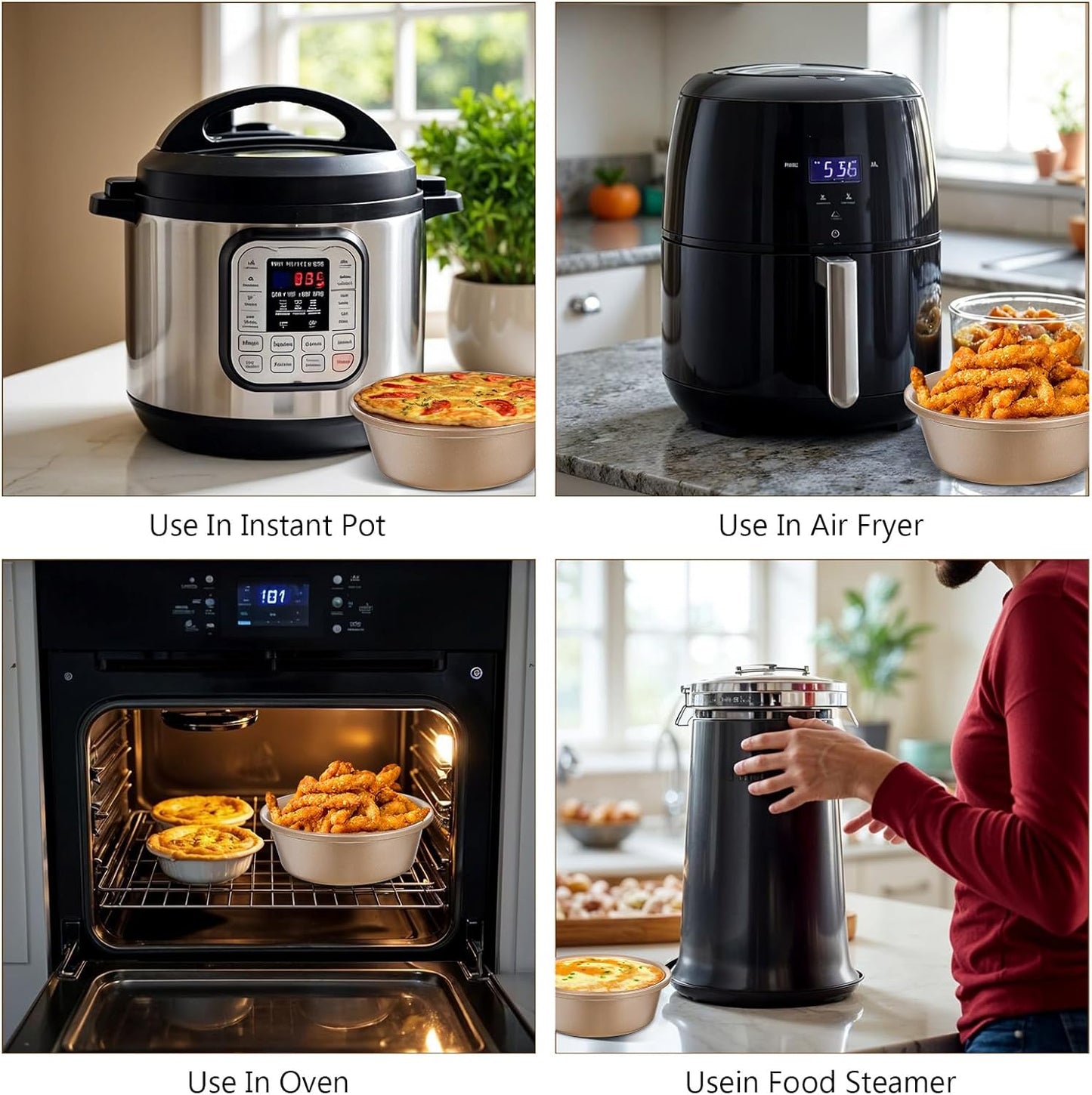 6PCS Air Fryer Jumbo Muffin Cupcake Pans, Mini Pie Pan, 4 Inch Hamburger Bun Mold, Non-Stick Air Fryer Egg Baking Pan Individual Mini Cake Pans for Baking