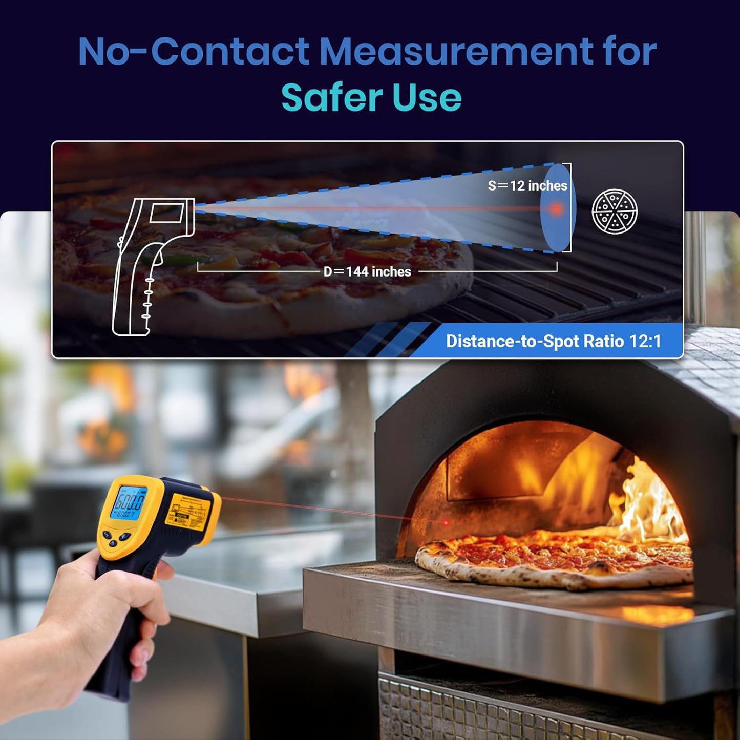 Etekcity Infrared Thermometer Temperature Gun 1080, -58°F to 1130°F for Meat Food Pizza Oven Griddle Accessories, Heat Gun for Cooking, Kitchen, Fridge, Reptile,BBQ