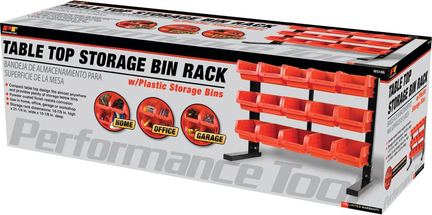 Performance Tool W5186 15-Bin 3-Tier Table Top Storage Organizer Rack.