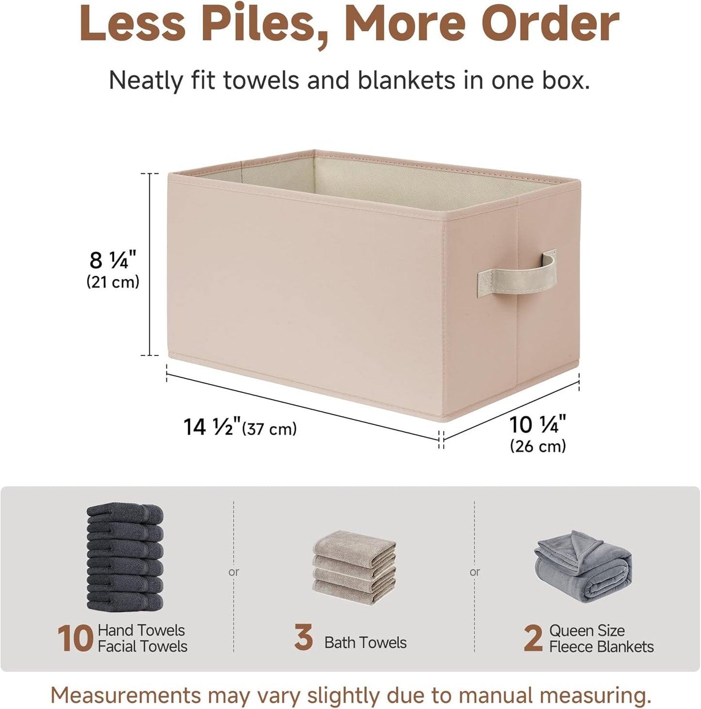 StorageWorks Storage Baskets for Shelves, Foldable Fabric Closet Storage Bins with Handles, Fabric Storage Bins Clothes Organizer, Light Brown, 3-Pack, Large