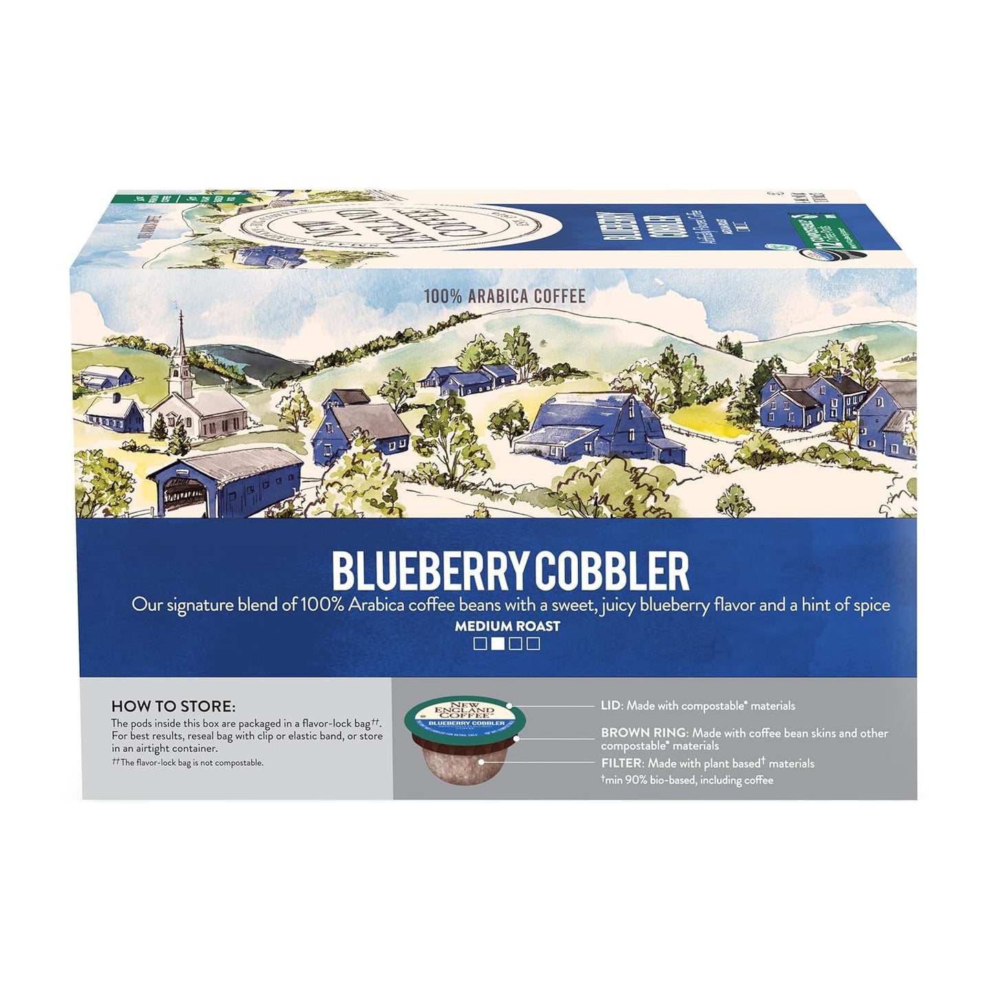 New England Coffee Variety Pack Single Serve Pods - Blueberry Cobbler/French Vanilla/Butter Pecan, 12ct Box (Pack of 3)