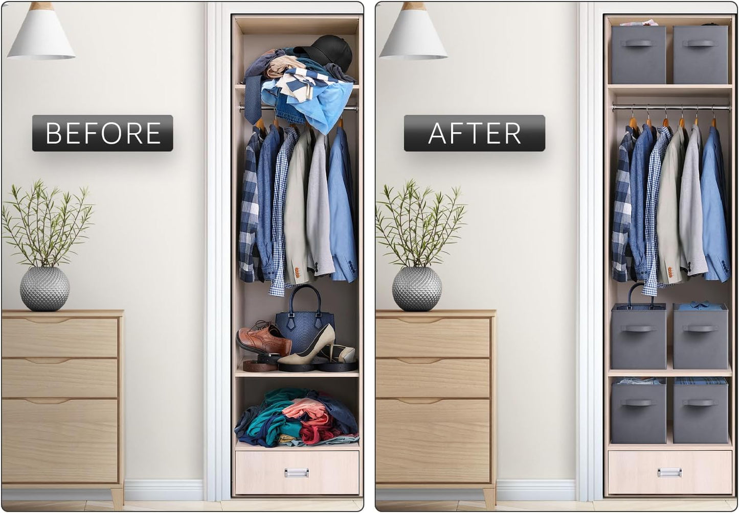 Sorbus Fabric Storage Cubes - 6 Foldable Storage Bins for Organizing Pantry, Cubbies, Toy Box - Clothes Storage & Closet Organizer - 13 Inch Collapsible Cube Baskets for Shelves with Handle