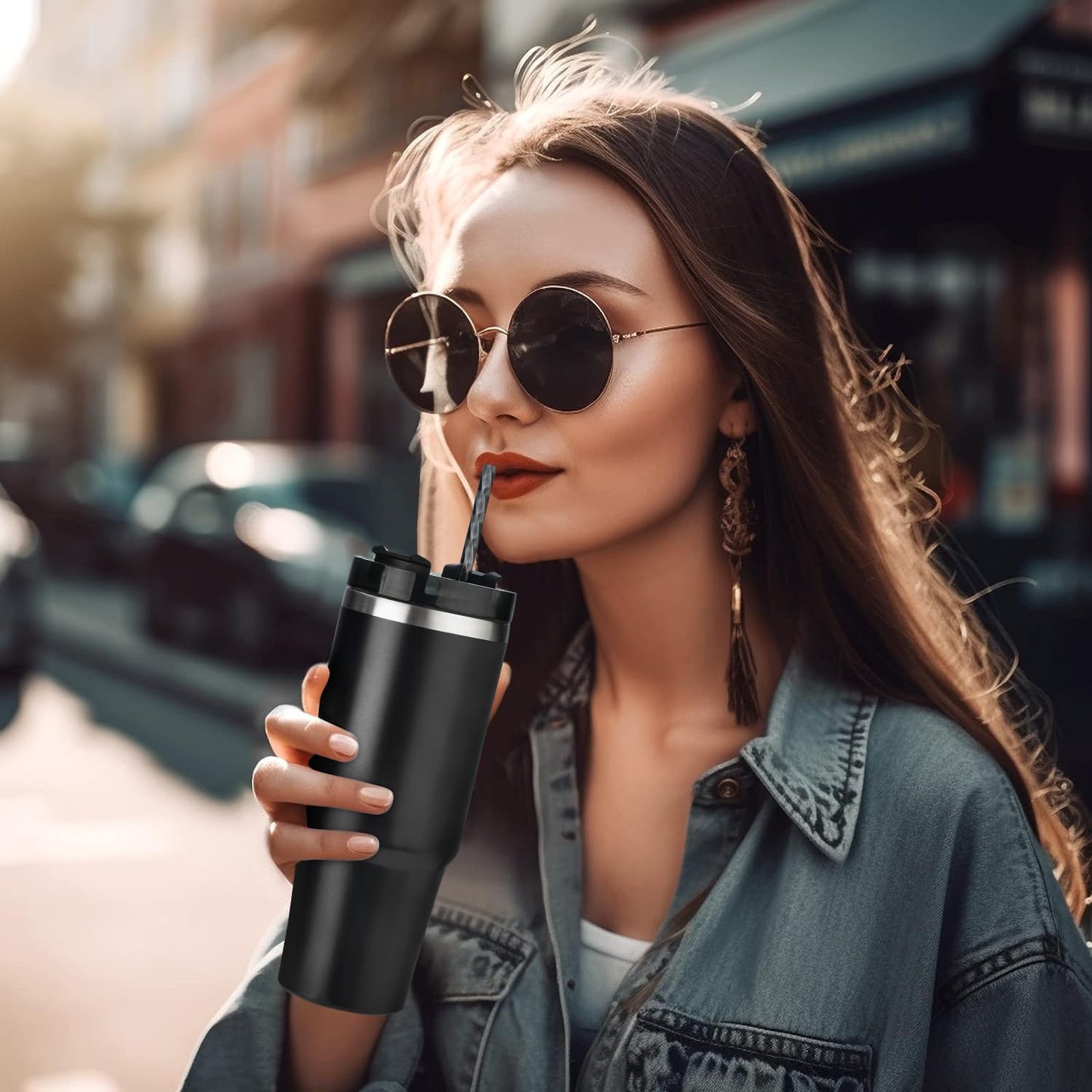 ALINK 12-Pack Reusable Plastic Clear Swirl Straws, 11" Long Colorful Hard Plastic Tumbler Replacement Straws for 16 OZ 20 OZ 30 OZ Stanley, YETI, Starbucks, Owala Tumblers with Brush