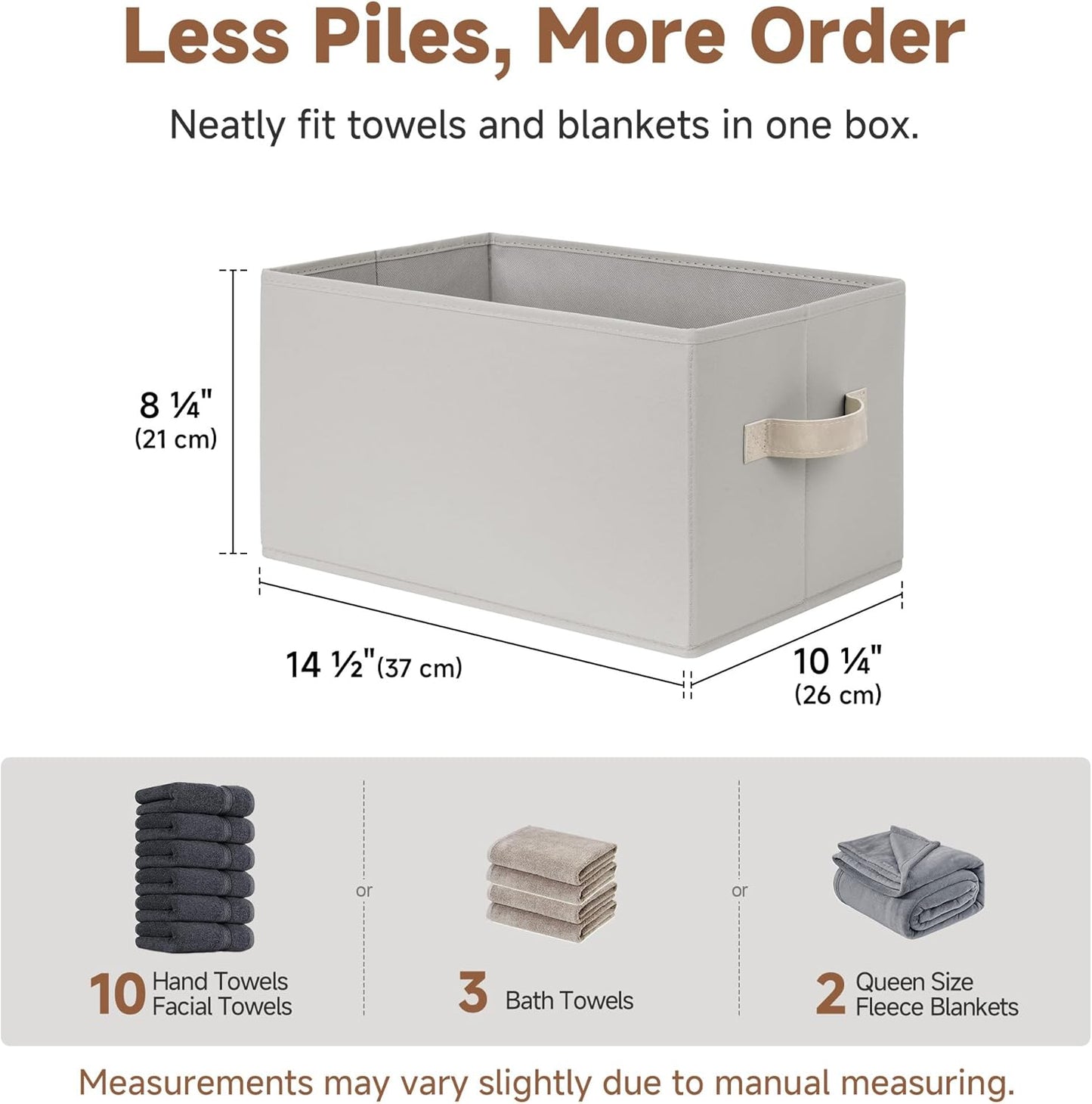 StorageWorks Storage Baskets for Shelves, Foldable Fabric Closet Storage Bins with Handles, Fabric Storage Bins Clothes Organizer, Light Gray, 3-Pack, Large