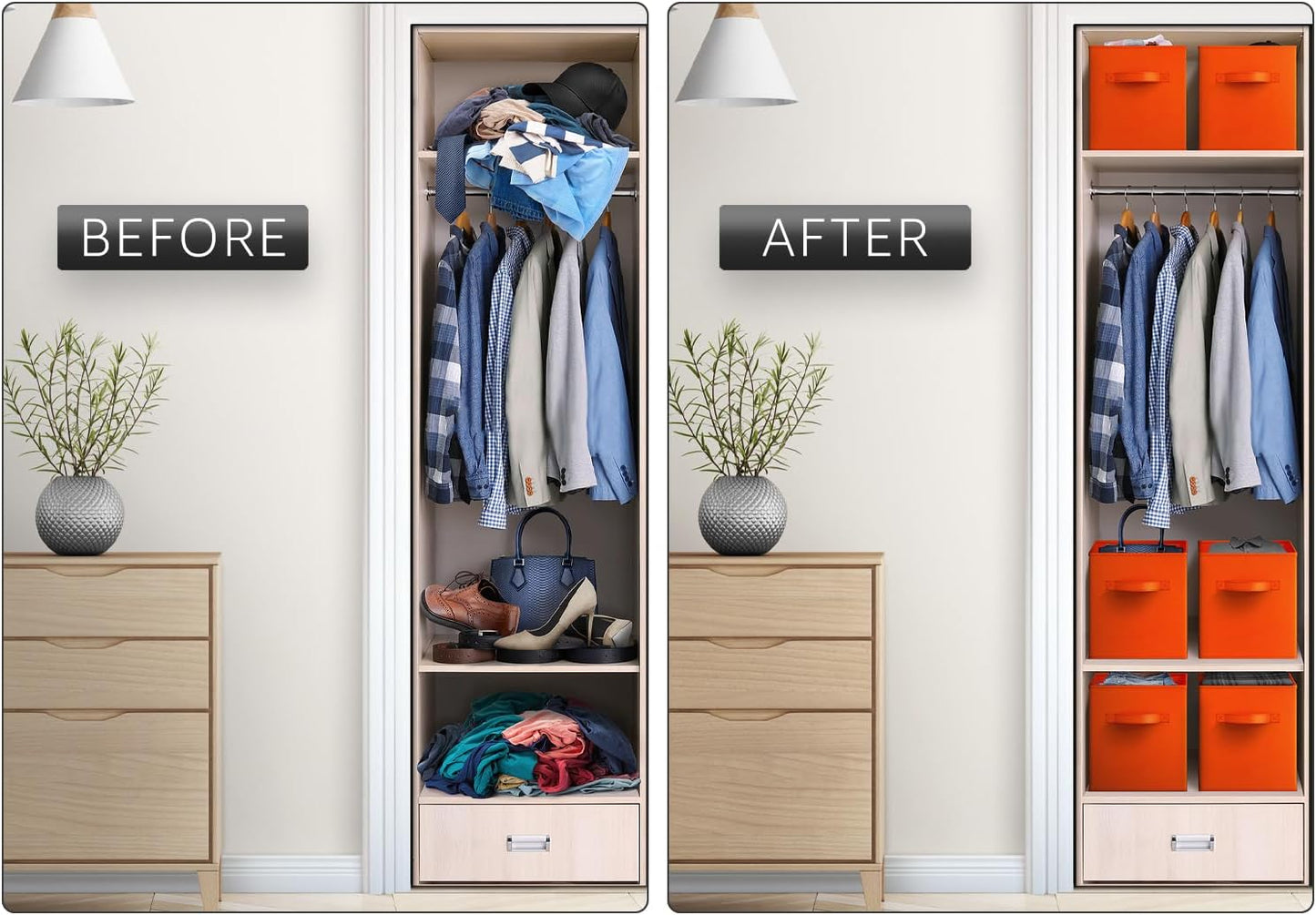 Sorbus Fabric Storage Cubes - 6 Foldable Storage Bins for Organizing Pantry, Cubbies, Toy Box - Clothes Storage & Closet Organizer - 13 Inch Collapsible Cube Baskets for Shelves with Handle