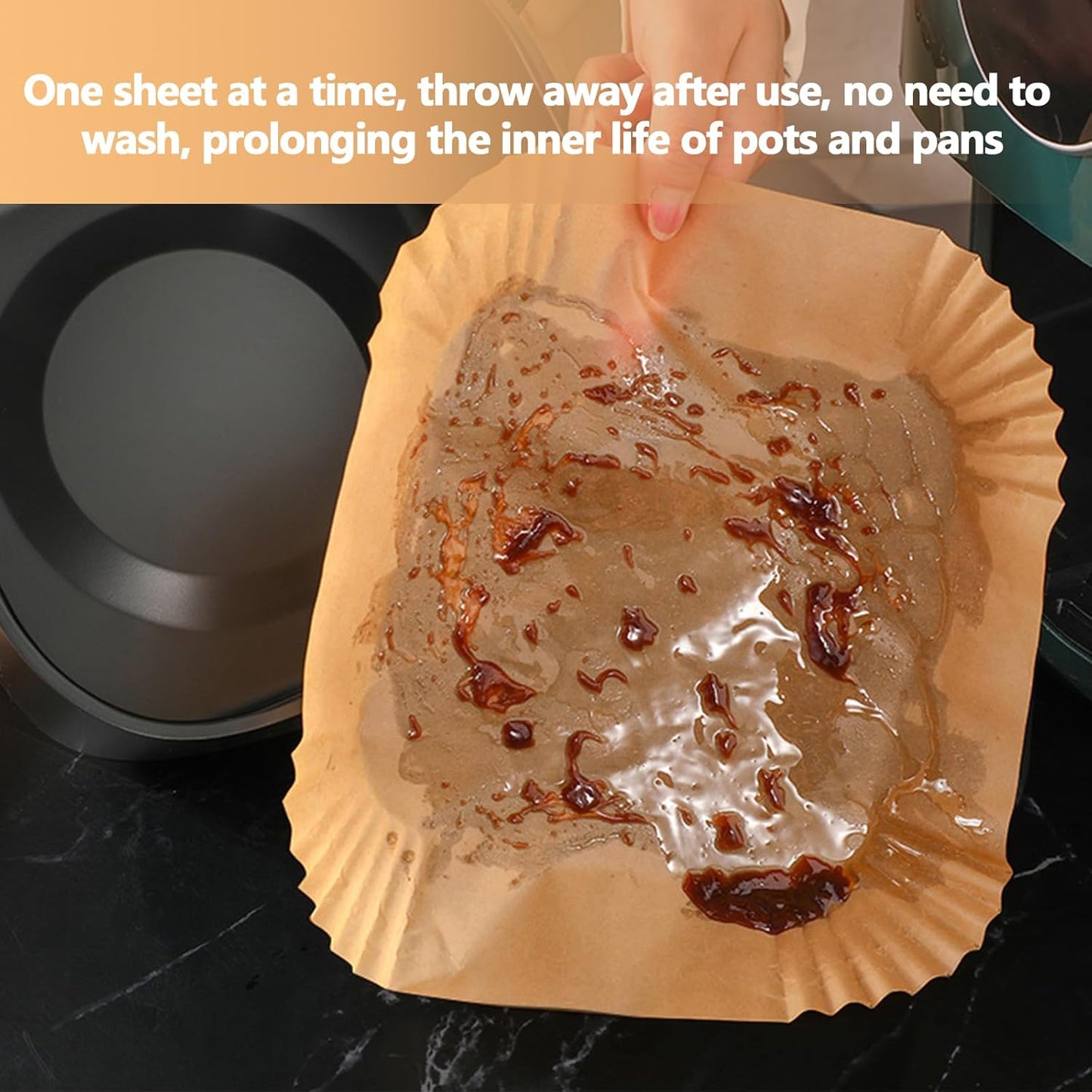 10 Inch Air Fryer Paper Liners, 100Pcs Air Fryer Liner Disposable, Oil-Proof & High-Temperature Resistant Parchment Baking Paper for Air Fryer, Microwave and Oven(Bottom Is 9 Inch)