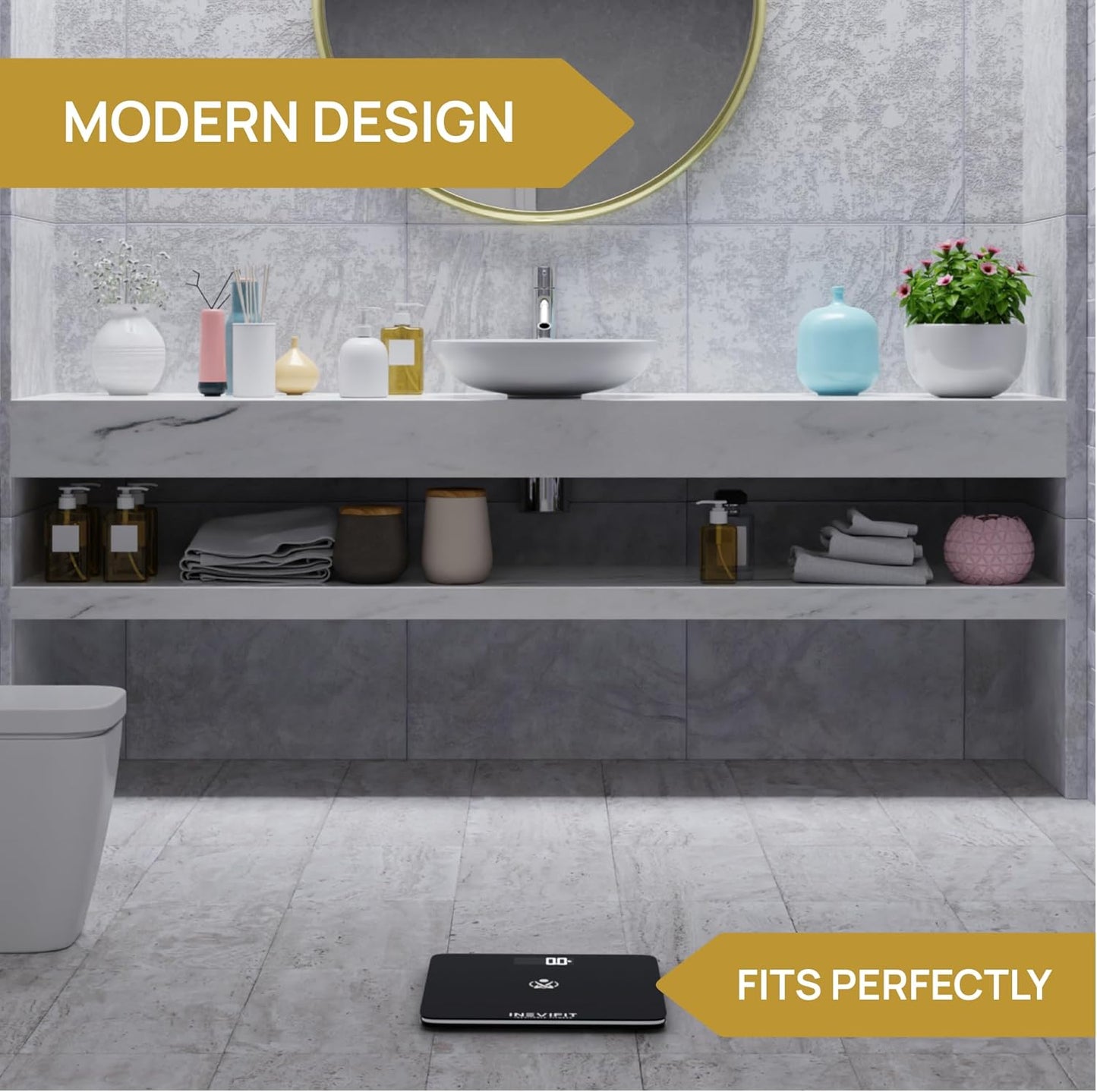 INEVIFIT Bathroom Scale, Highly Accurate Digital Bathroom Body Scale, Measures Weight up to 400 lbs. Includes Batteries