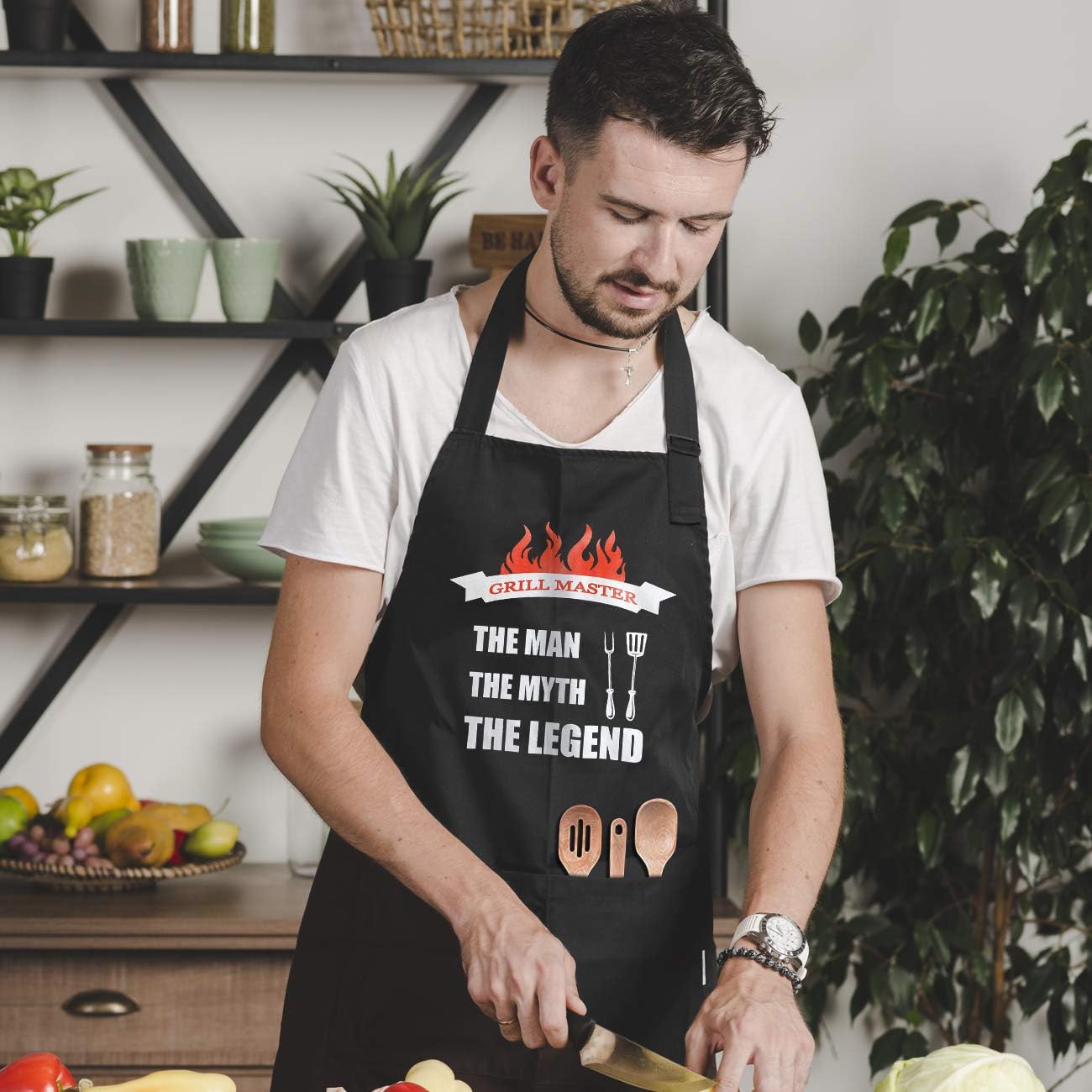 Aprons for Men, Mens Apron, Funny Aprons for Men, Adjustable Neck Strap Waterproof and OilProof Best for Grilling, Husband Birthday Gift, Gifts for Husband, Father's Day Gifts for Dad.