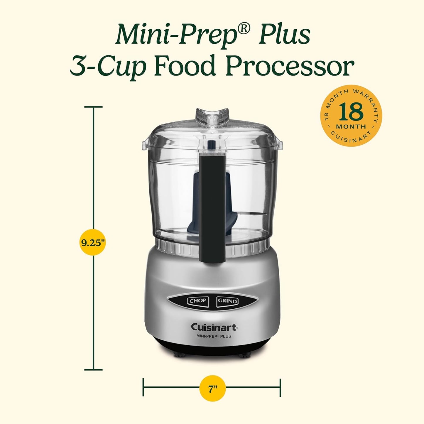 Cuisinart Mini-Prep Plus Food Processor, 24-Ounce Mini Food Processor to Chop Herbs, Vegetables, and Hard Cheese, 24-Ounce Work Bowl, Reversible Stainless Steel Blade, DLC-2ABC, Brushed Chrome