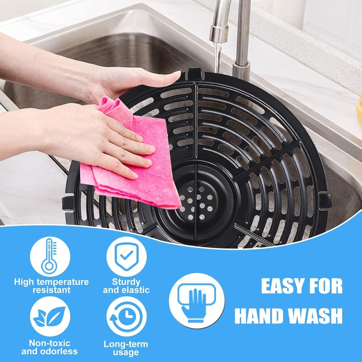 Grill Pan for Power XL 5QT Air fryer, 8.7'' 5QT Round Non-Stick Air Fryer Replacement Tray Rack Parts Accessories Crisper Plate Grill Plate, Dishwasher Safe