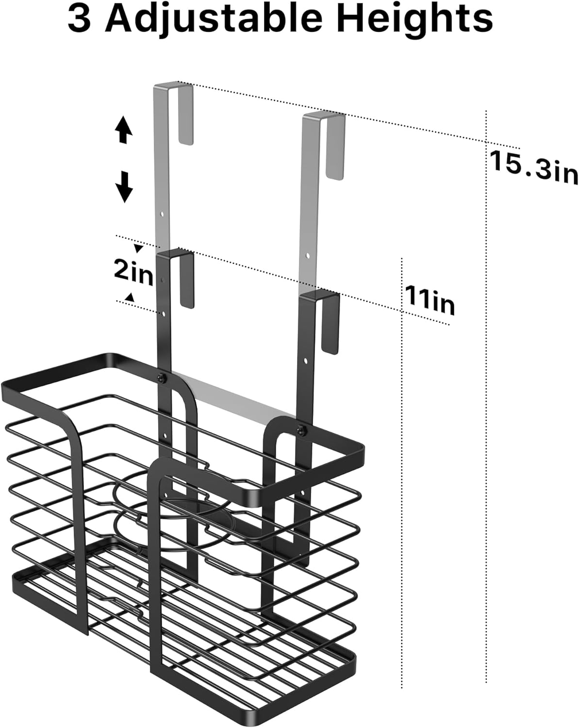 YIGII Hair Dryer Holder - Hair Tool Organizer 3-in-1 Blow Dryer Holder Adjustable Height, Bathroom Organizer Wall Mounted/Cabinet Door for Flat/Curling Irons, Hair Straighteners