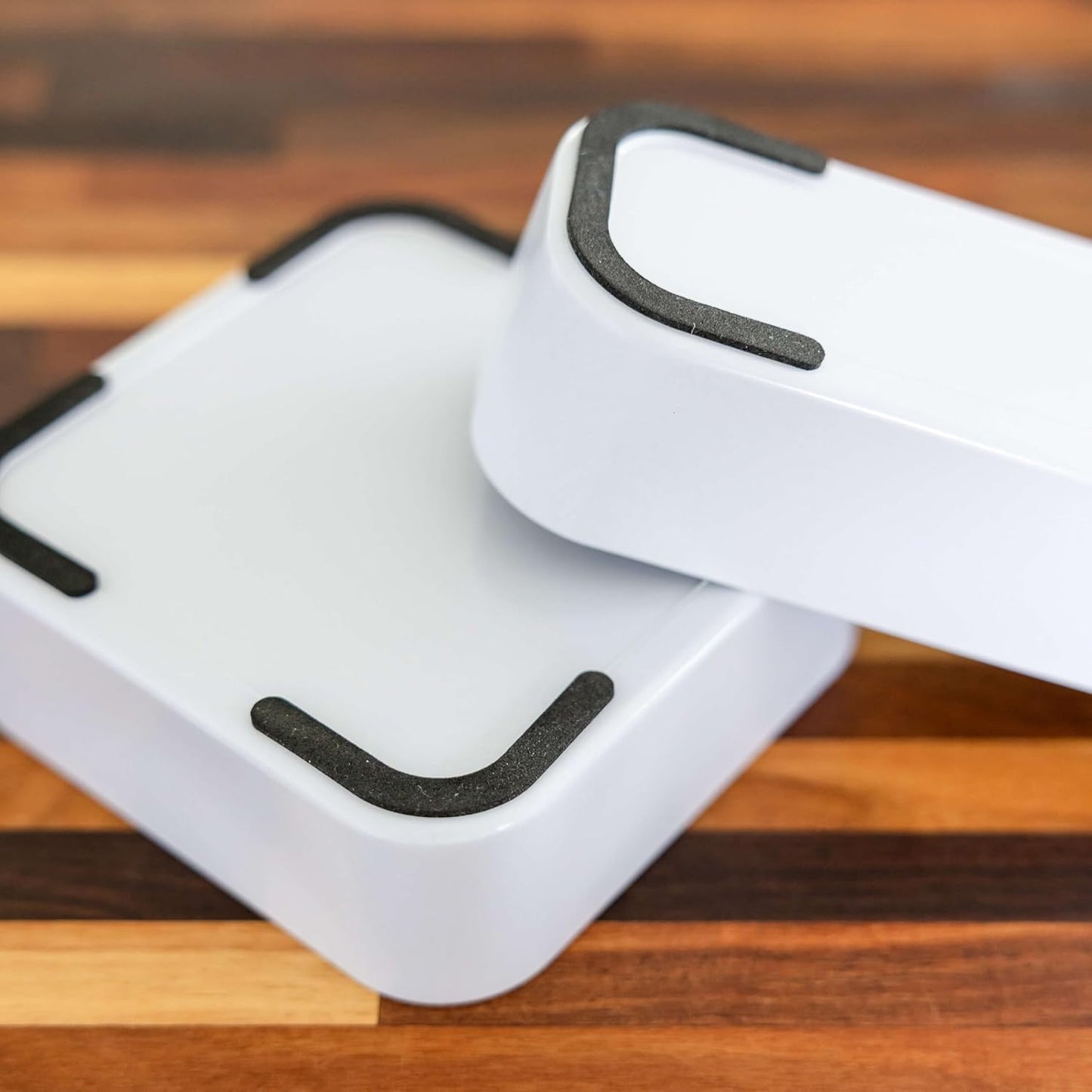 Three by Three Seattle 6 Piece Shallow Metal Organizer Tray Set for Storing Makeup, Stationery, Utensils, and More in Office Desk, Kitchen and Bathroom Drawers (1 Inch, Red Dots and Stripes)