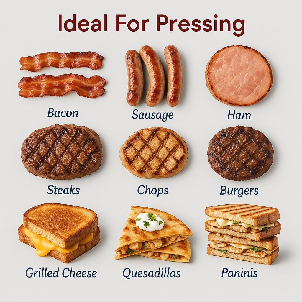 HIC Kitchen Bacon Press, Heavyweight Cast Iron, Rectangular With Wood Handle, For Stovetop Grill And Griddle