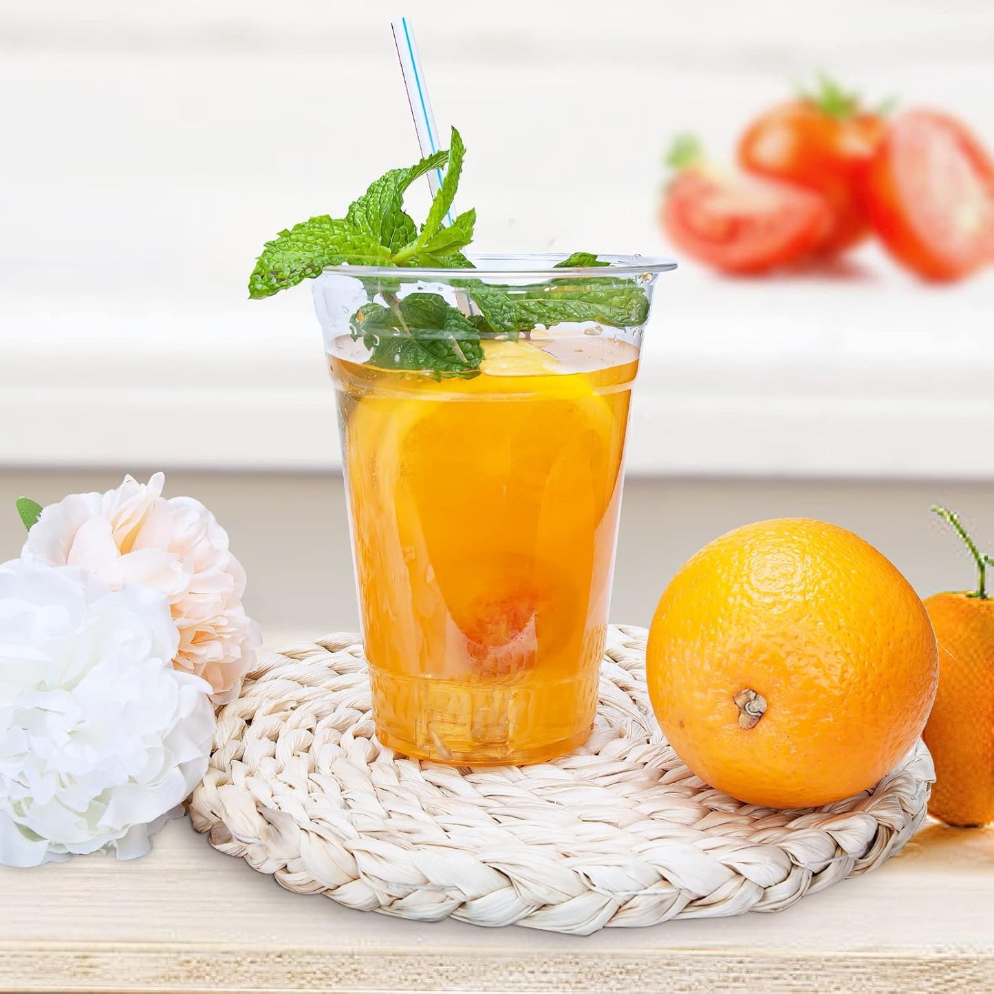 TashiBox [16oz - 150 Cups Clear Plastic Cups, disposable plastic cups for tea,smoothies Sodas and Mixed Drinks