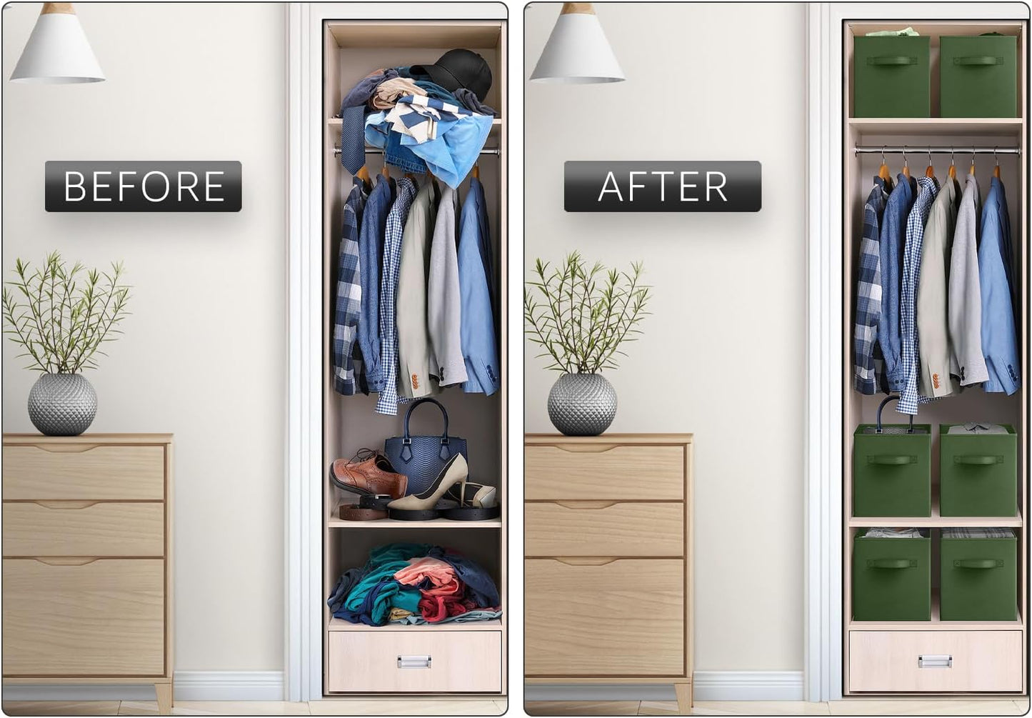 Sorbus 13 Inch Storage Bins - Sturdy Collapsible Fabric Storage Cubes with Handle - 6 Foldable Baskets for Organizing Clothes, Toys, Books - Storage Baskets for Shelves, Kids Room, Closets