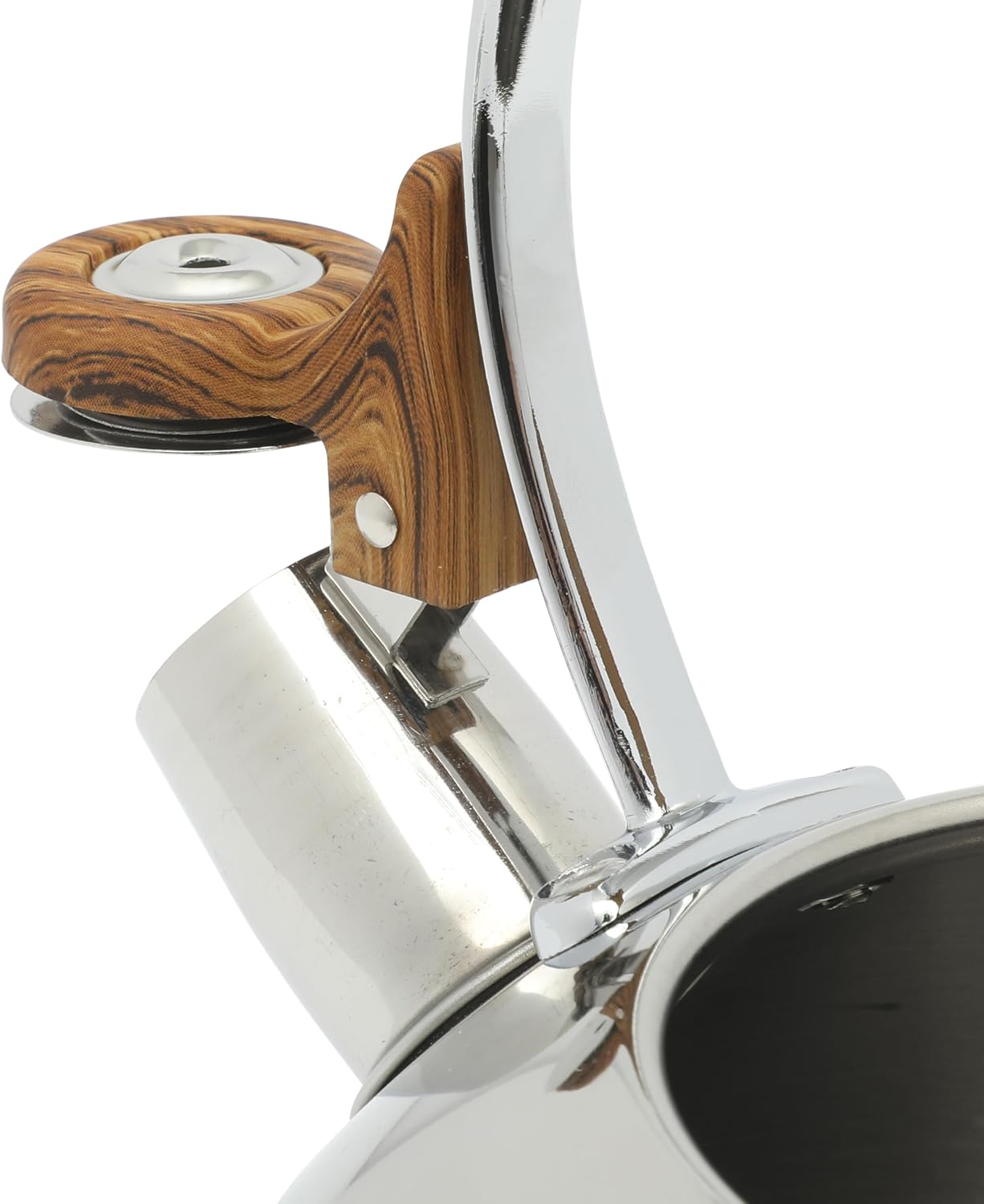 Mr. Coffee Fremont Large 2-Quart Stainless Steel Whistling Tea Kettle with Wood Handle – Durable Stove-Top Kettle for Boiling Water