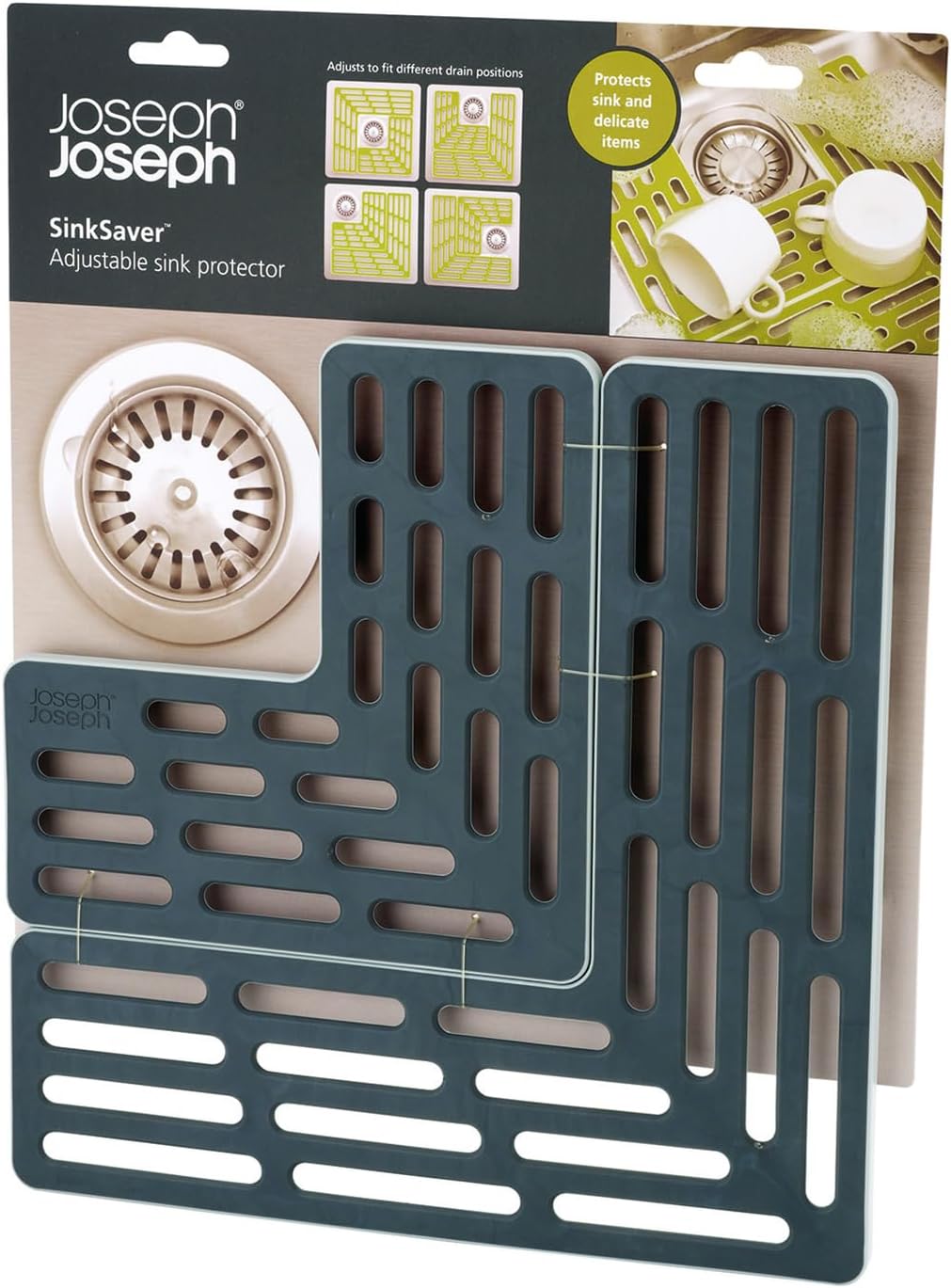 Joseph Joseph SinkSaver Adjustable Sink Protector Mat, Non-Slip, Gray